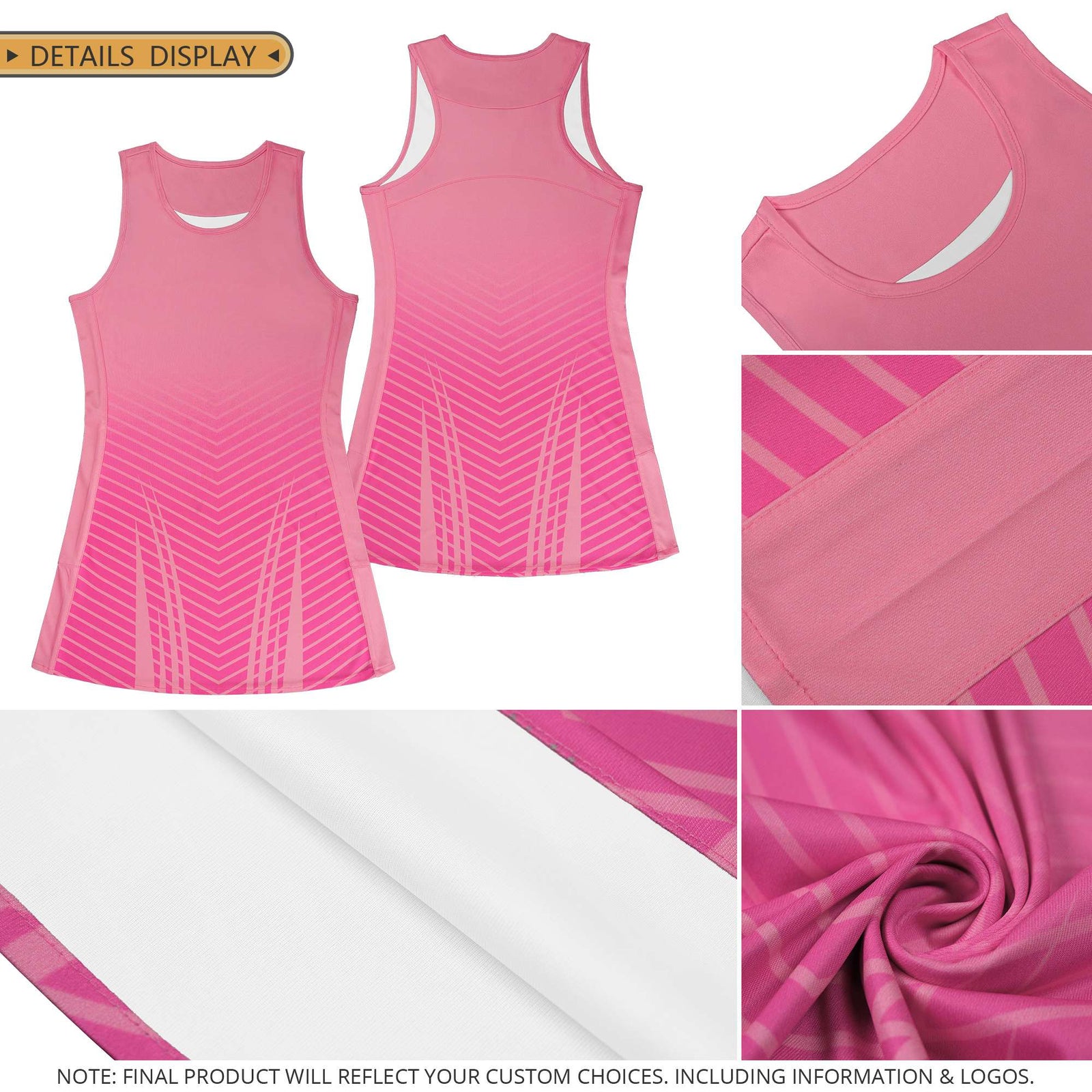 Custom Royal Blue Gold Color Block Two Tone Netball Dresses
