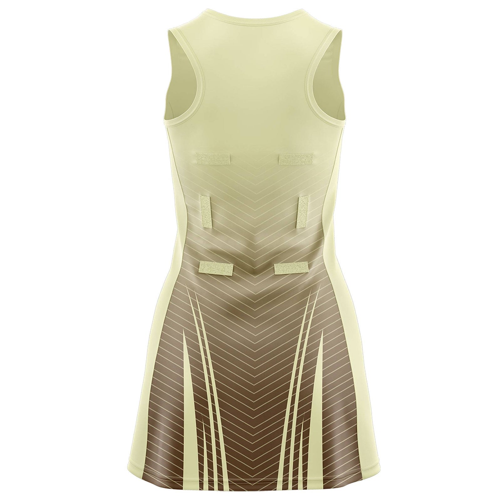 Custom Cream Light Brown Netball Dresses With Diagonal Lines And Jagged Texture Patterns