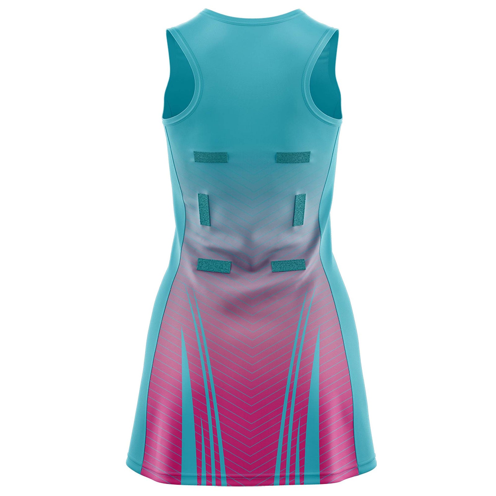 Custom Aqua Rose Red Netball Dresses With Diagonal Lines And Jagged Texture Patterns