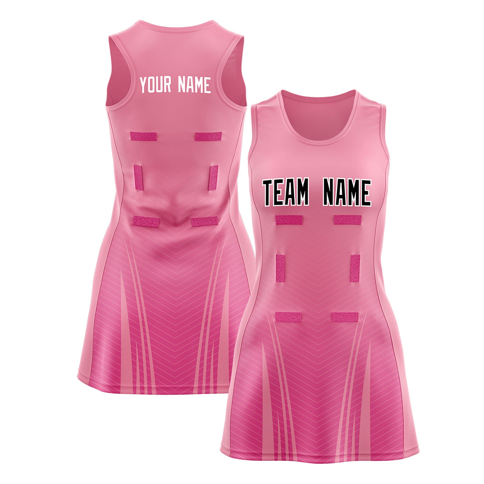 Custom Light Pink Pink Netball Dresses With Diagonal Lines And Jagged Texture Patterns
