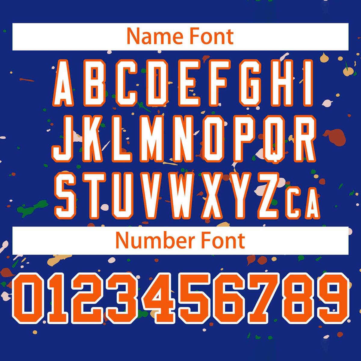 Custom Royal Orange-White Splash Graffiti Pattern Authentic Baseball Jersey