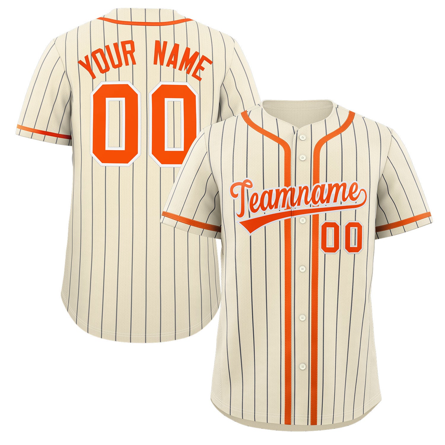 Custom Cream Orange-Black Stripe Fashion Design Full Button Authentic Baseball Jersey