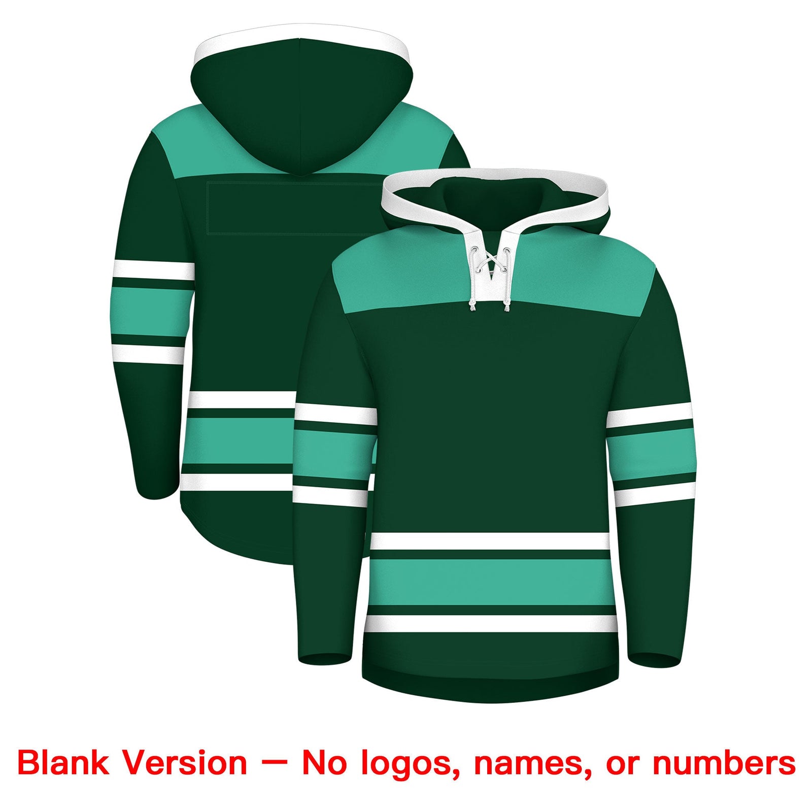 Custom Hockey Hoodie Jersey Green Bright Green Raglan Sleeves Lace-Up Neck Classic Team Colors Hoodie