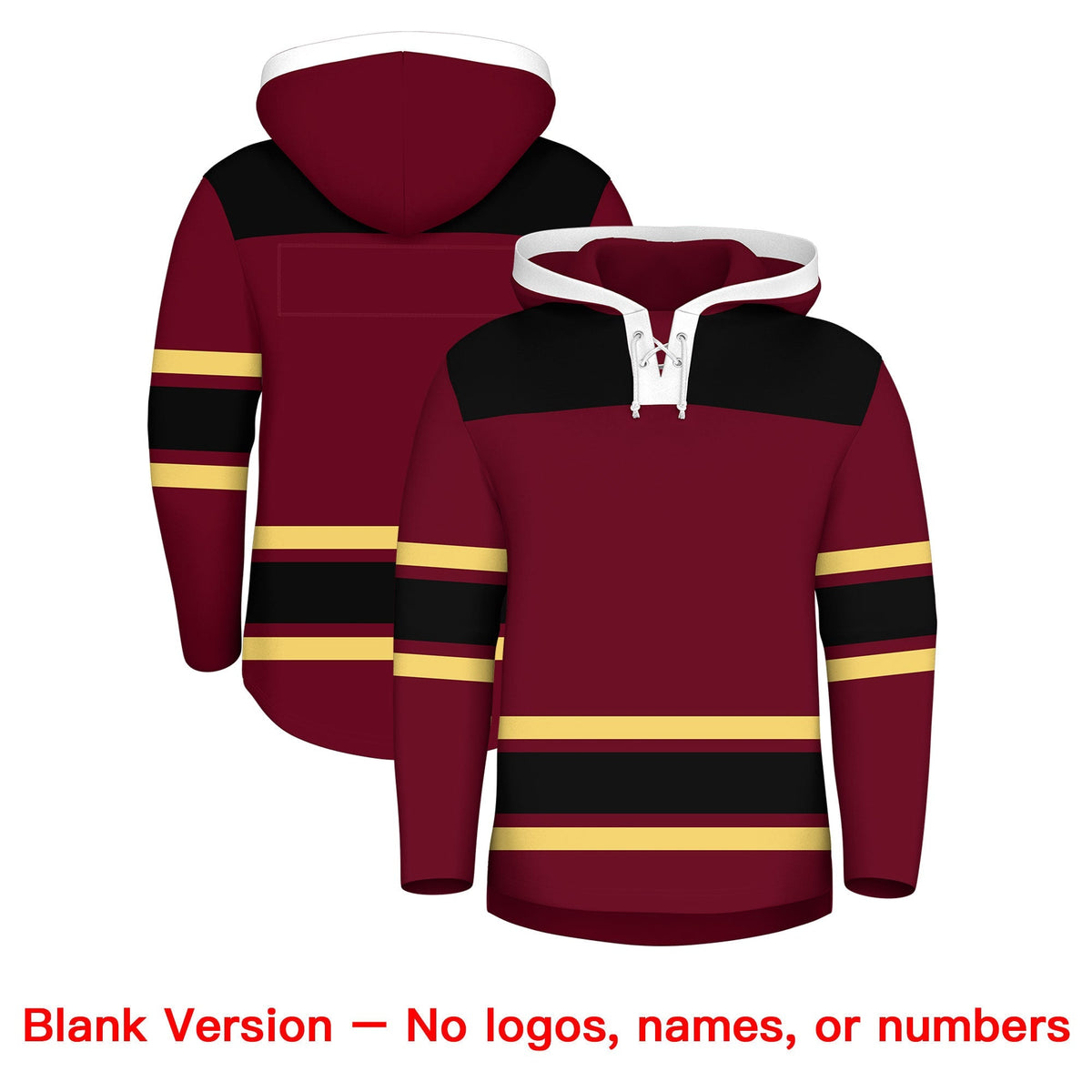 Custom Hockey Hoodie Jersey Crimson Black Raglan Sleeves Lace-Up Neck Personal Name &amp; Number &amp; Logo