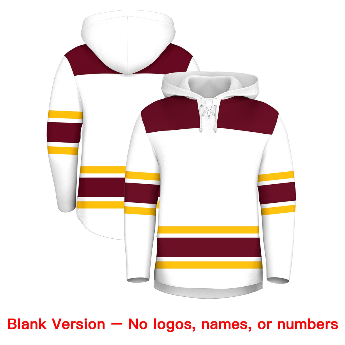Custom Hockey Hoodie Jersey White Crimson Raglan Sleeves Lace-Up Neck Personalized Jersey for Men &amp; Youth