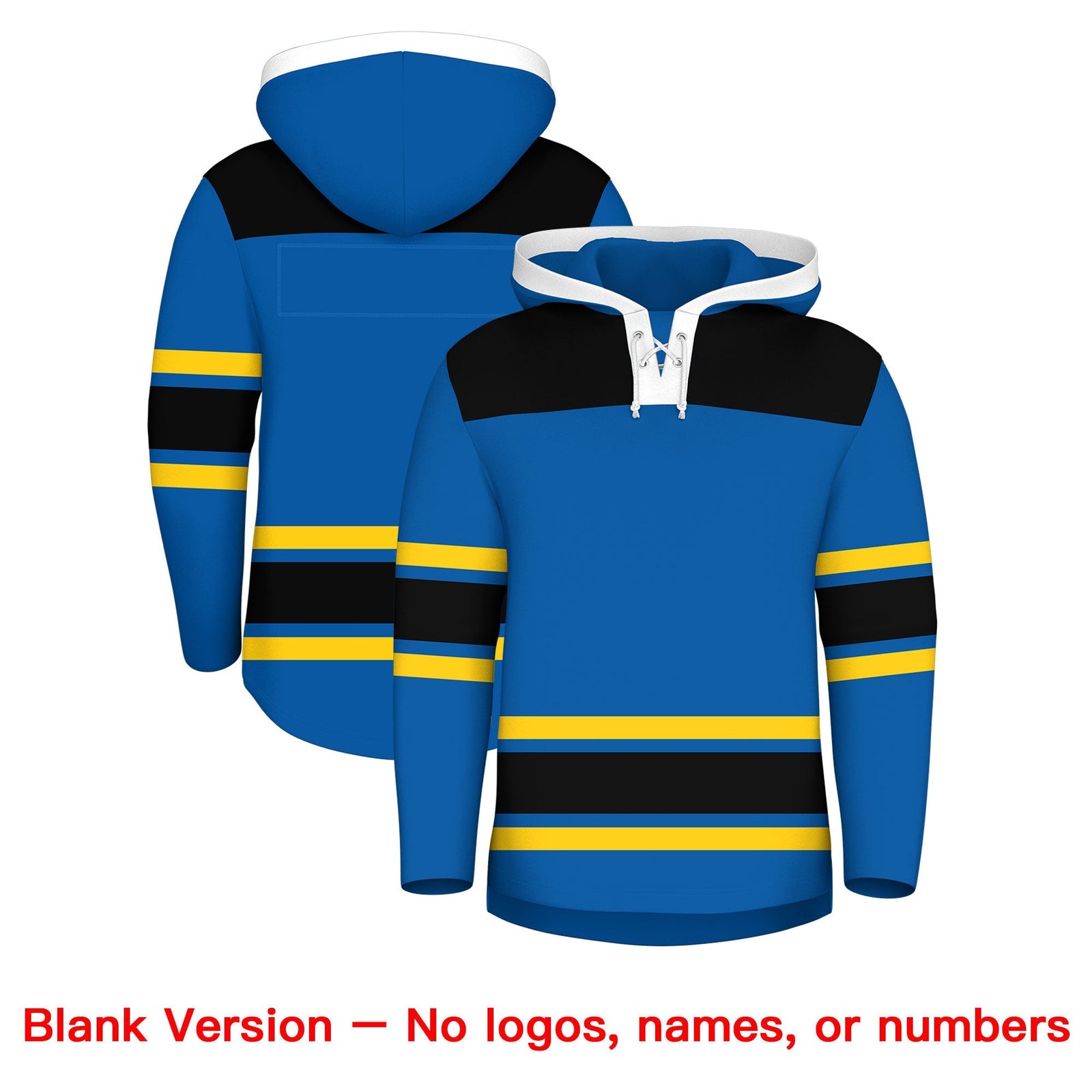 Custom Hockey Hoodie Jersey Royal Black Raglan Sleeves Lace-Up Neck Personalized Jersey for Men & Youth