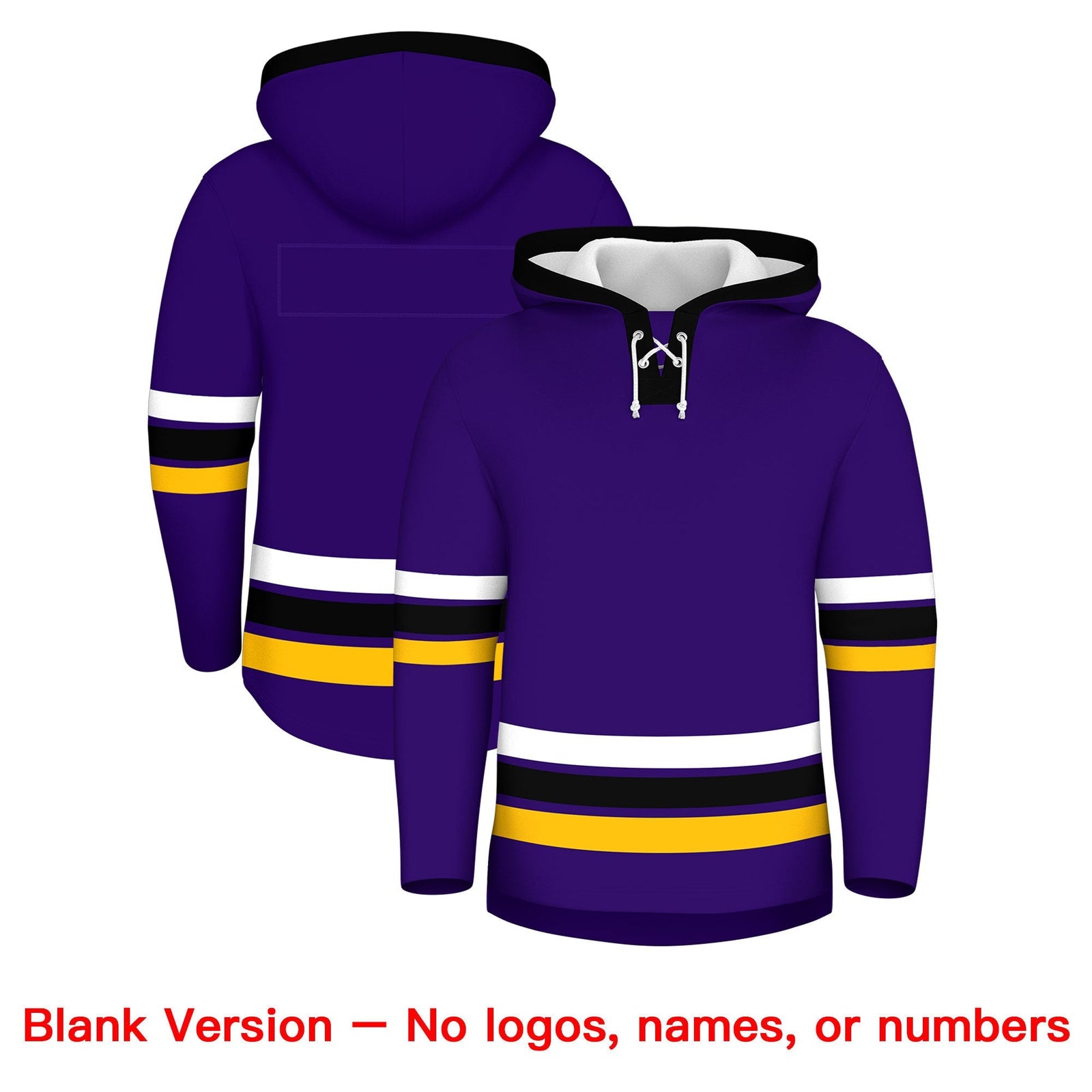 Custom Hockey Hoodie Jersey Purple Black Classic Style for Men&Youth