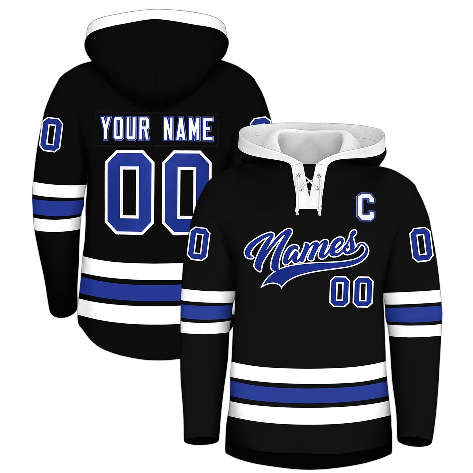 Custom Hockey Hoodie Jersey Black White Classic Style for Men&Youth