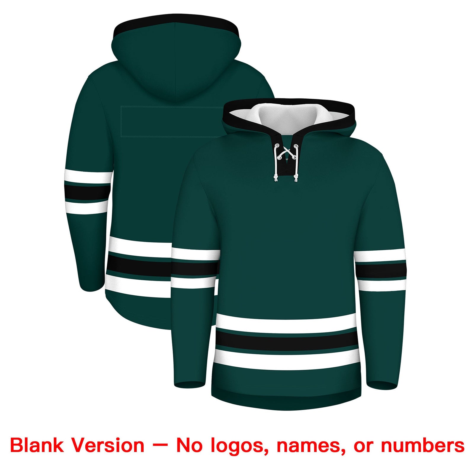 Custom Hockey Hoodie Jersey Midnight Green Black Classic Style Add Name,Number & Logo