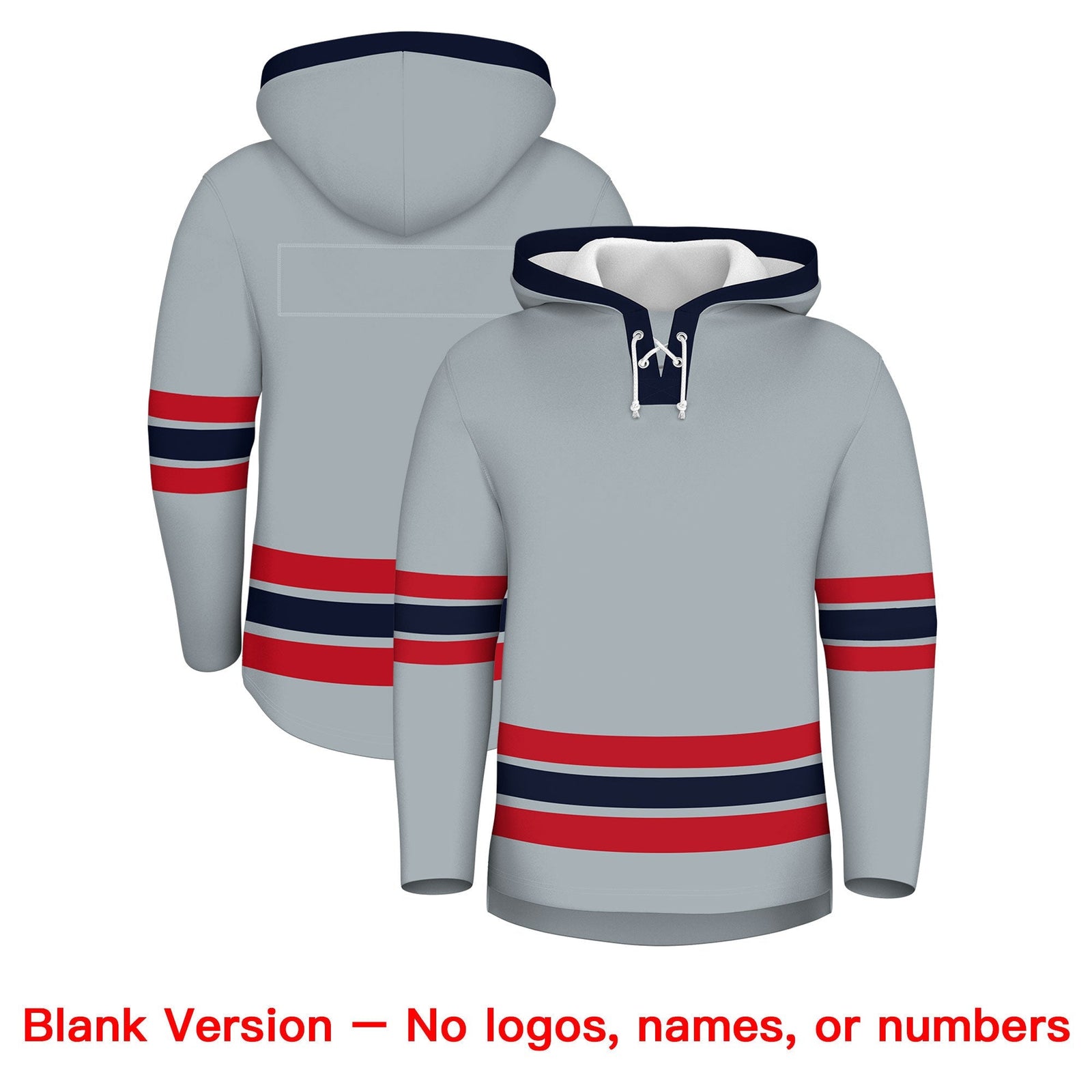 Custom Hockey Hoodie Jersey Silver Navy Classic Style Add Name,Number & Logo