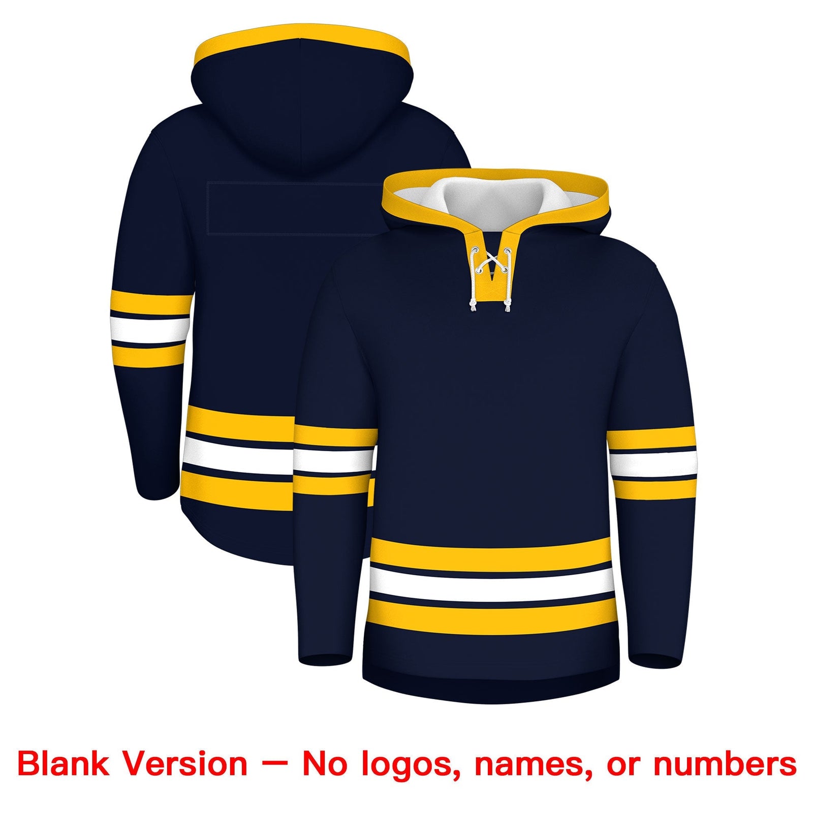 Custom Hockey Hoodie Jersey Navy White Classic Style Add Name,Number & Logo