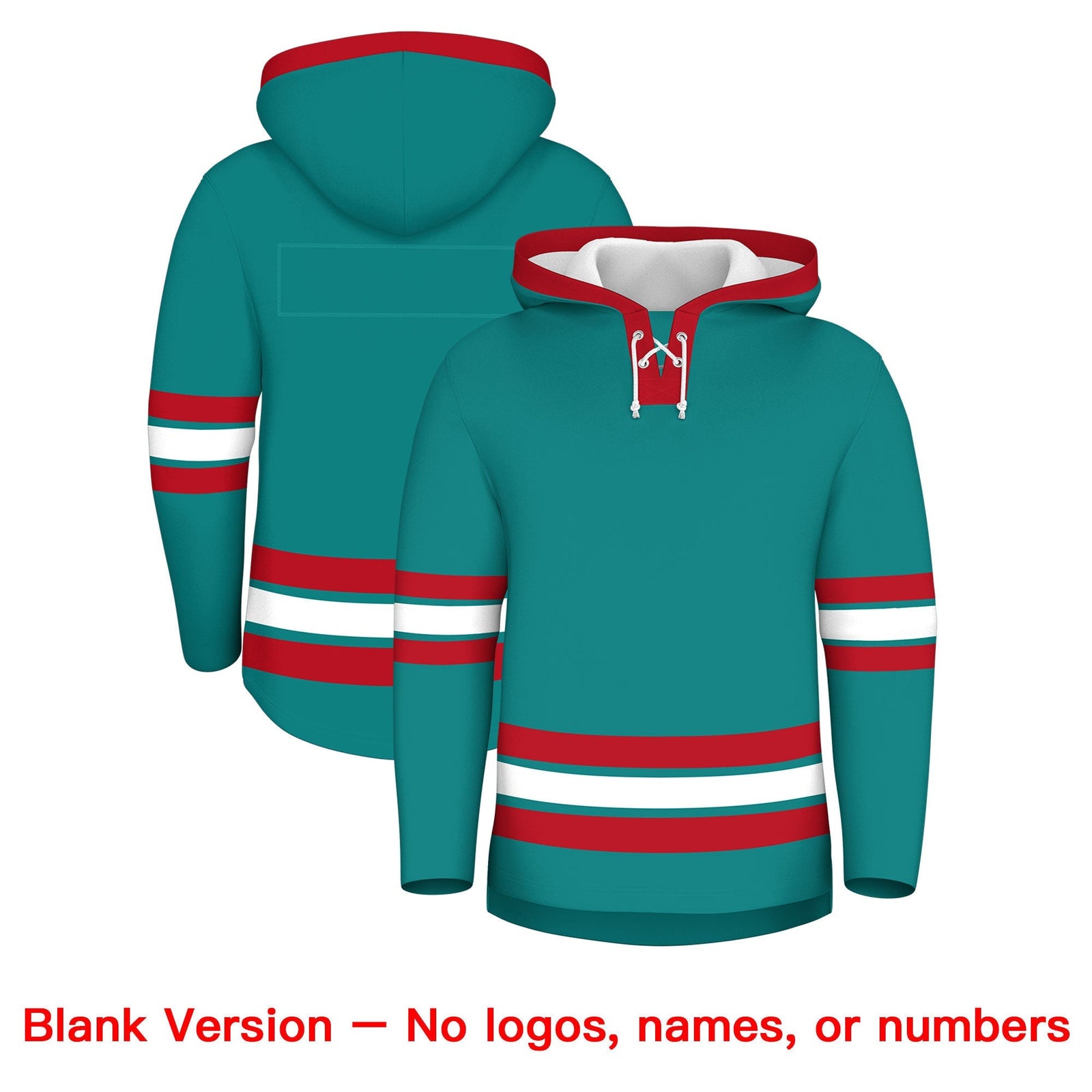 Custom Hockey Hoodie Jersey Teal Red Classic Style for Men&Youth