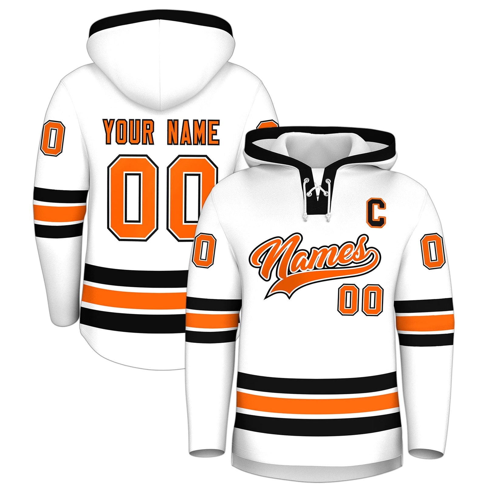 Custom Hockey Hoodie Jersey White Black Classic Style for Men&Youth