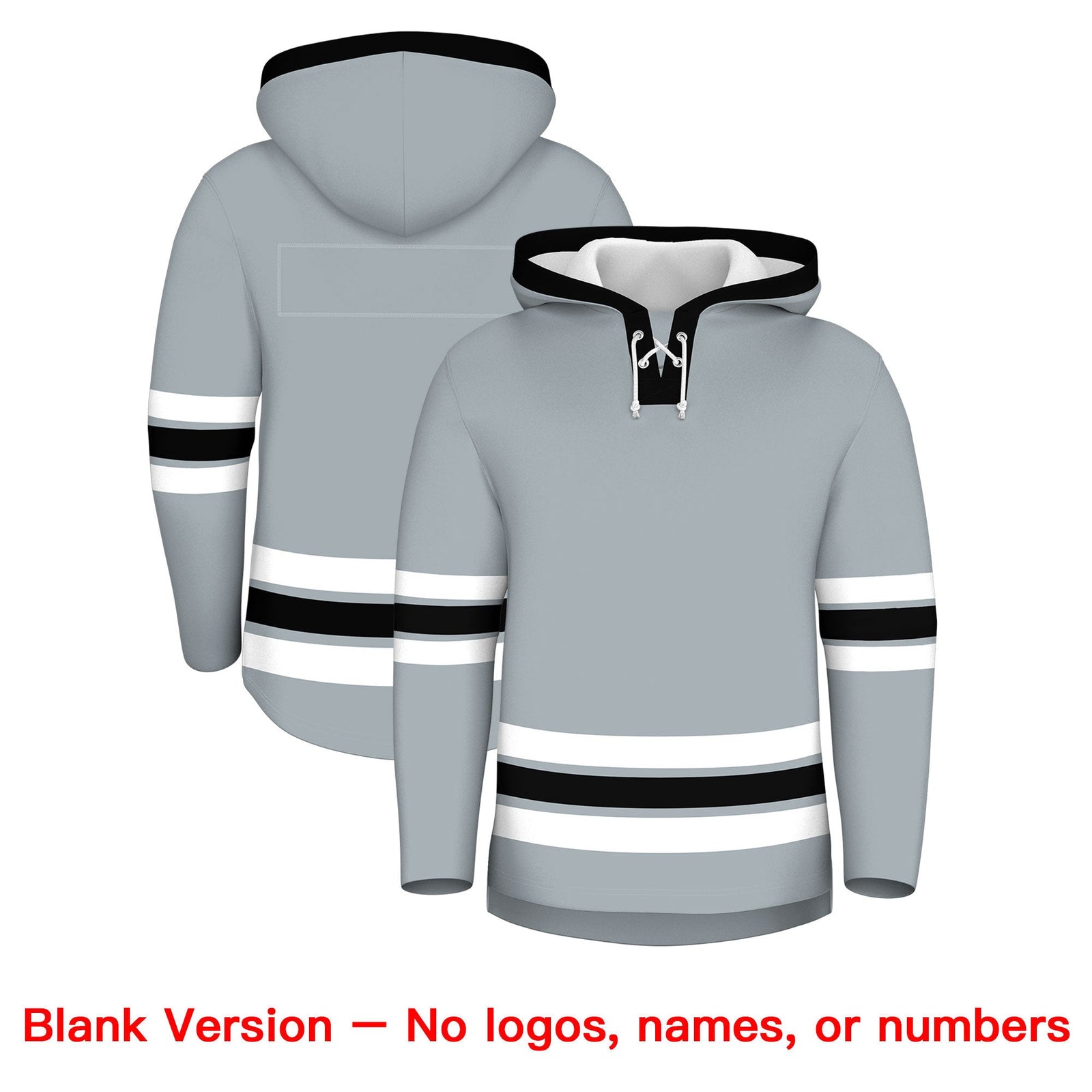 Custom Hockey Hoodie Jersey Silver Black Classic Style for Men&Youth