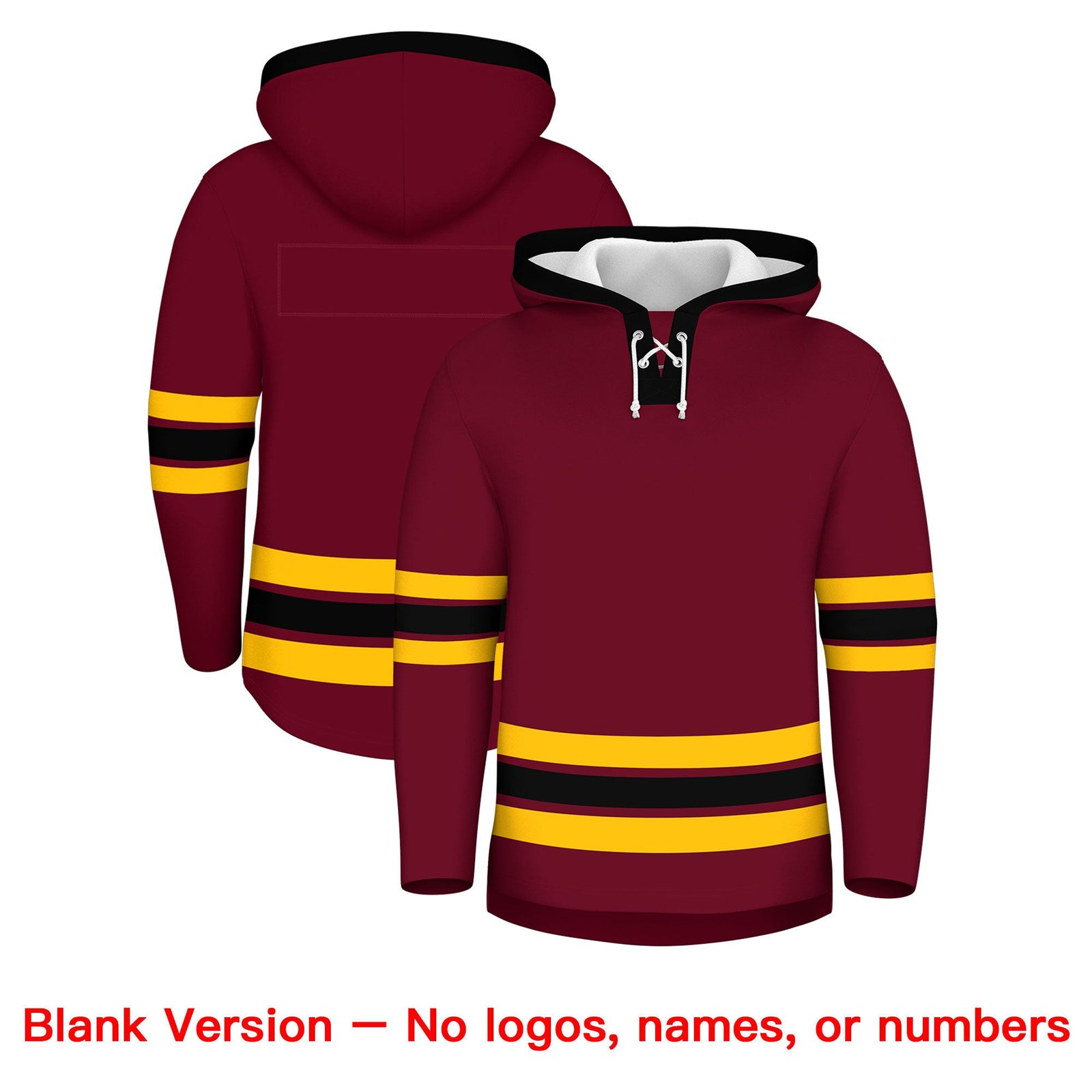 Custom Hockey Hoodie Jersey Crimson Black Classic Style Add Name,Number & Logo