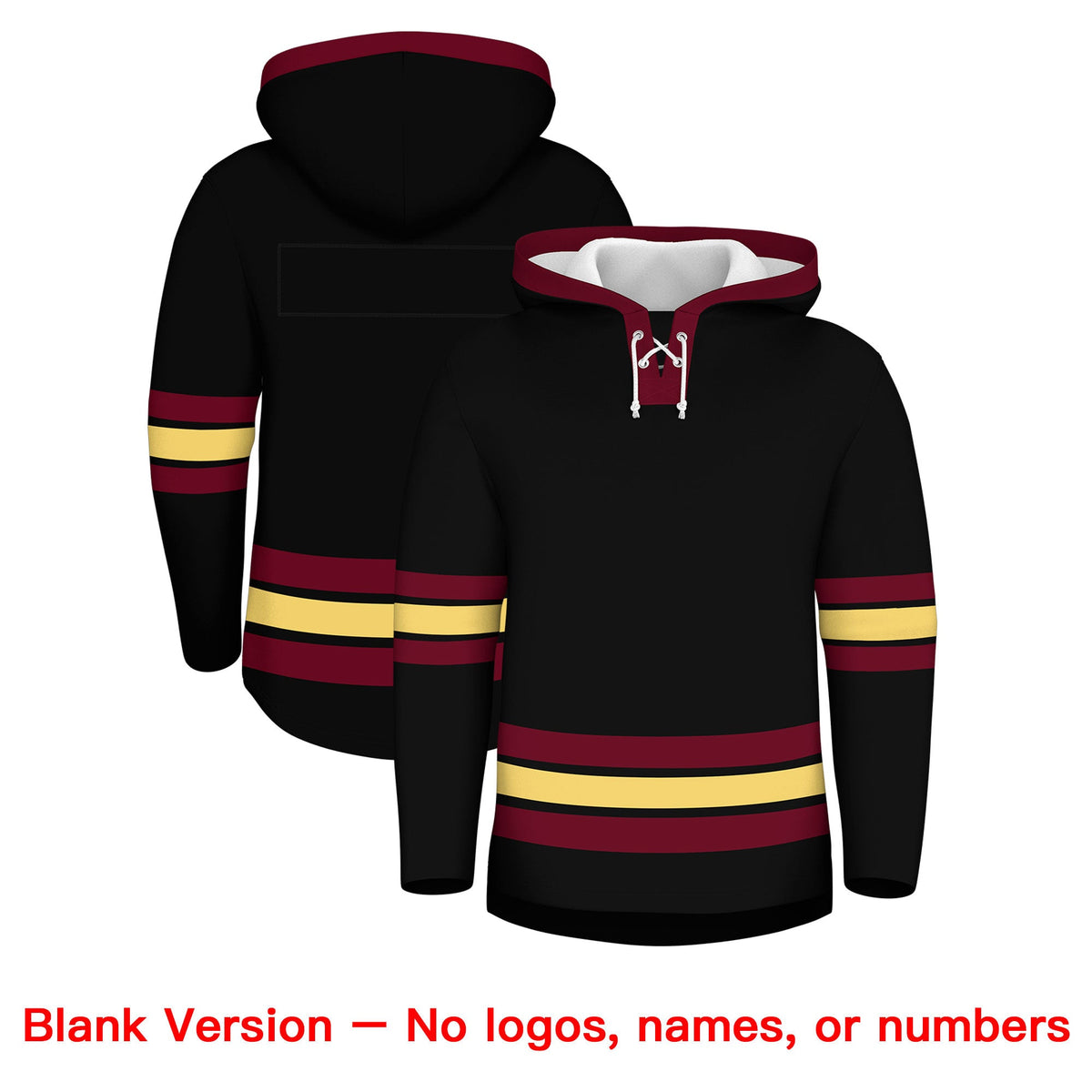 Custom Hockey Hoodie Jersey Black Crimson Classic Style for Men&amp;Youth