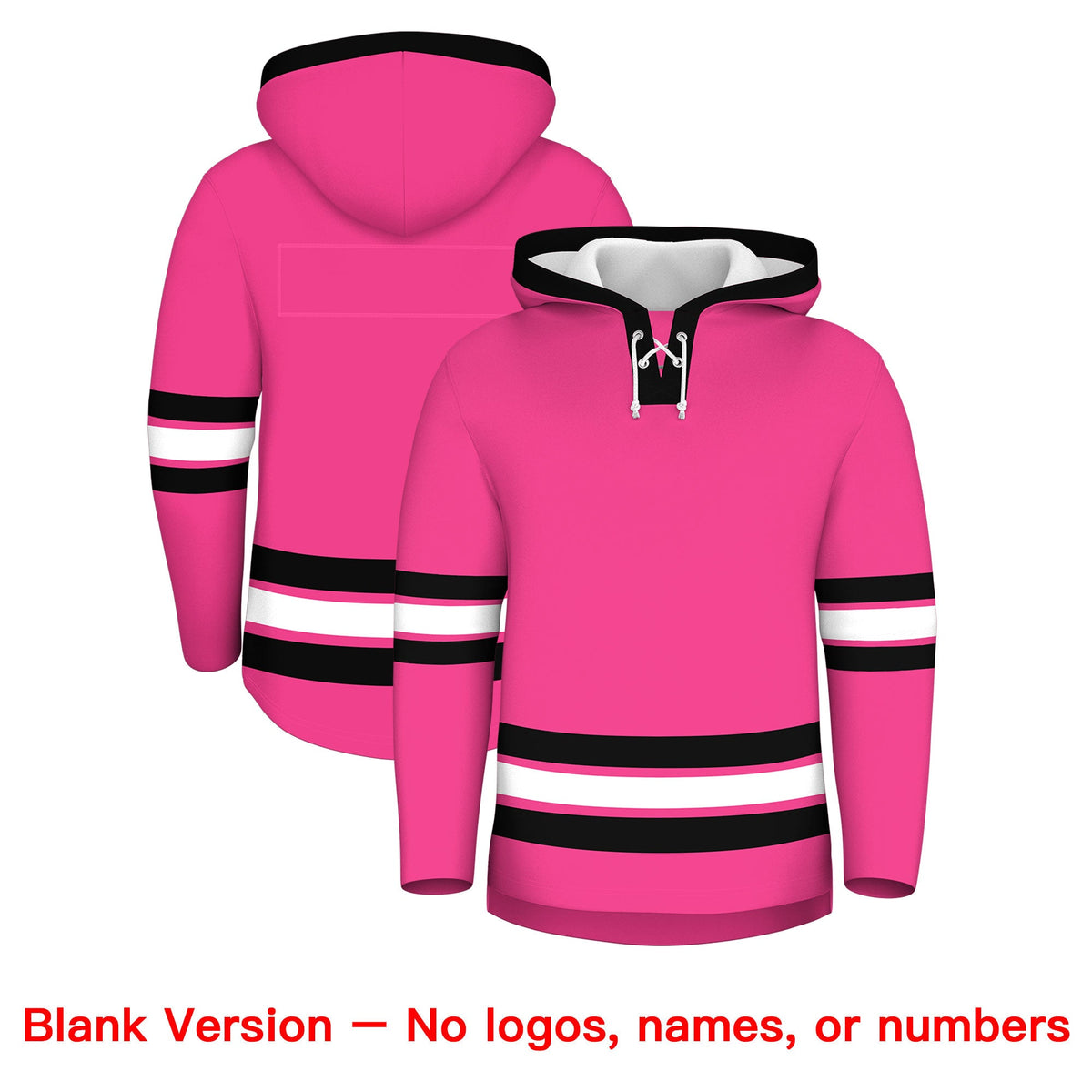 Custom Hockey Hoodie Jersey Pink Black Classic Style Add Name,Number &amp; Logo