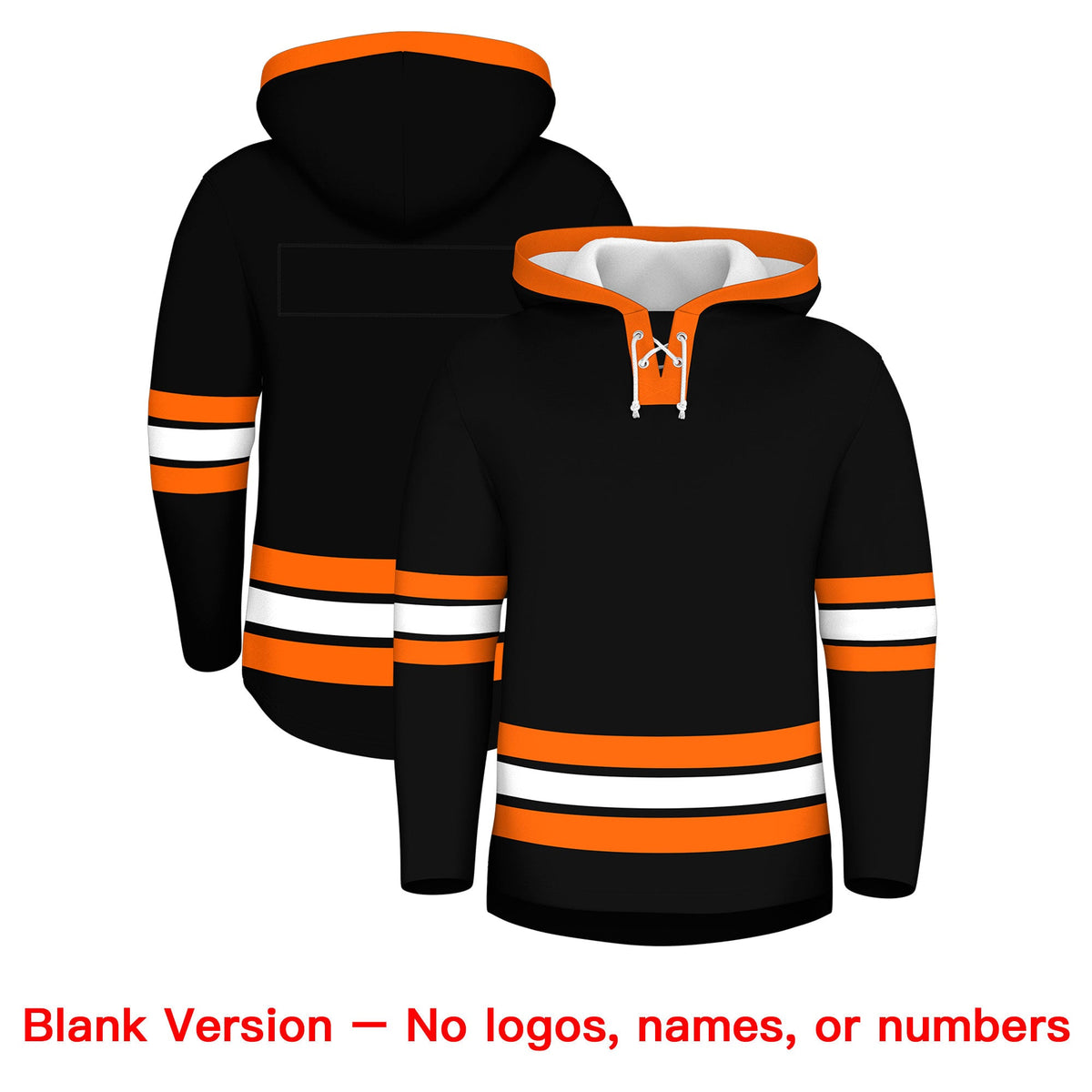 Custom Hockey Hoodie Jersey Black Orange Classic Style Add Name,Number &amp; Logo