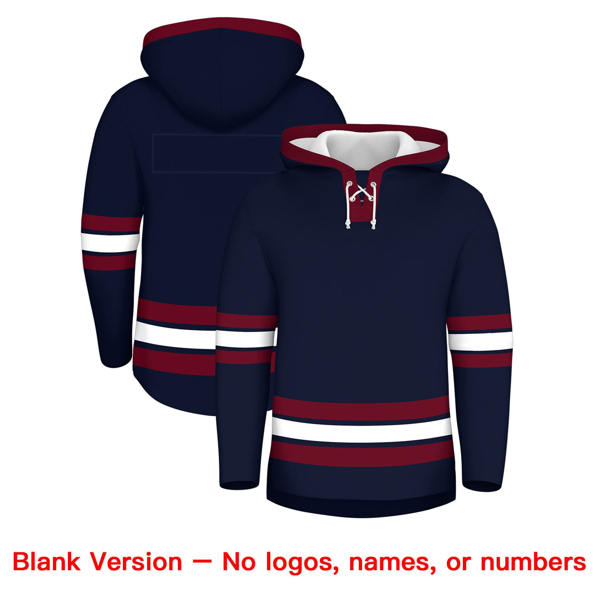 Custom Hockey Hoodie Jersey Navy Crimson Classic Style Add Name,Number &amp; Logo
