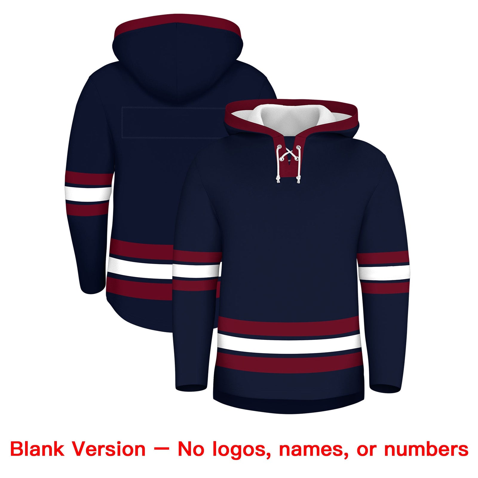 Custom Hockey Hoodie Jersey Navy Crimson Classic Style Add Name,Number & Logo