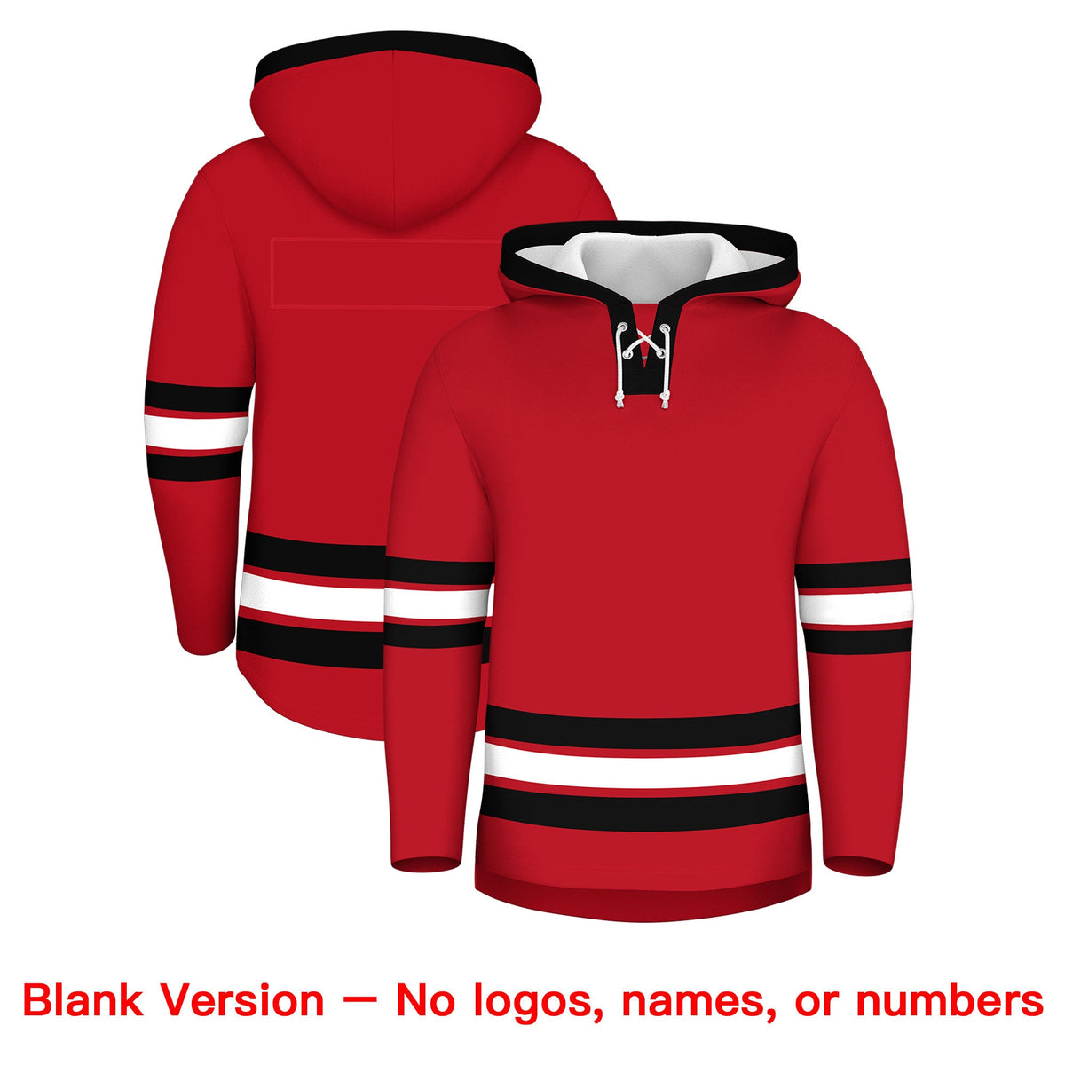 Custom Hockey Hoodie Jersey Red Black Classic Style Add Name,Number &amp; Logo