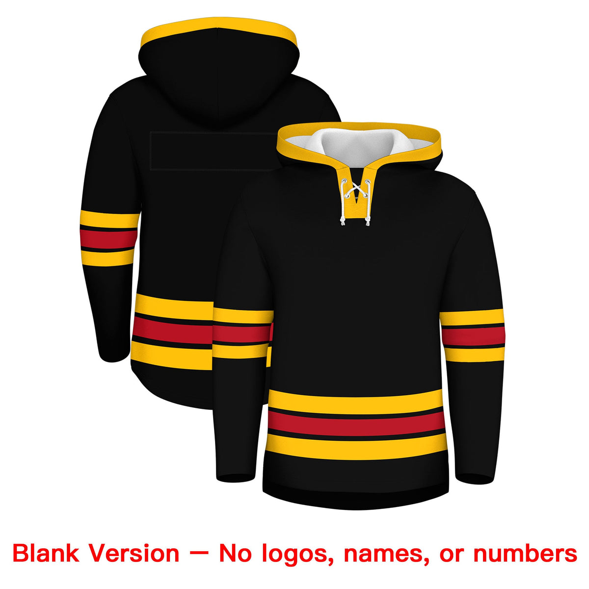 Custom Hockey Hoodie Jersey Black Red Classic Style Add Name,Number &amp; Logo
