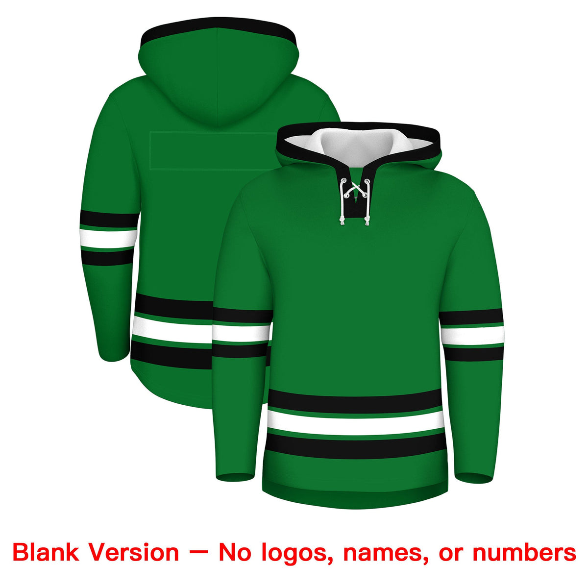 Custom Hockey Hoodie Jersey Kelly Green Black Classic Style for Men&amp;Youth