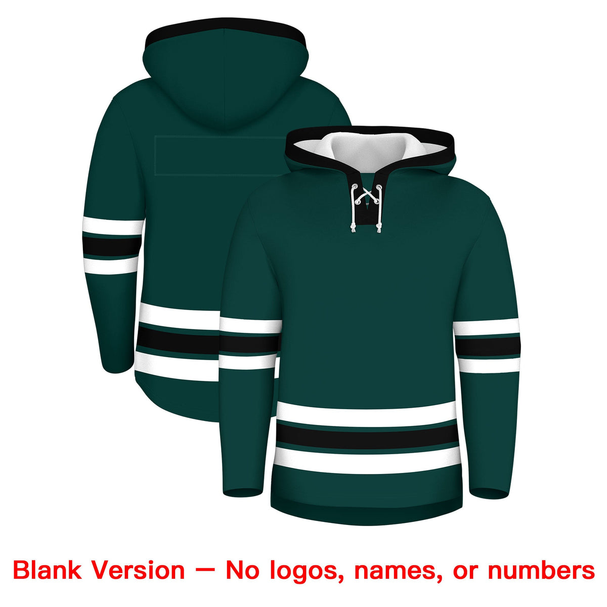 Custom Hockey Hoodie Jersey Midnight Green Black Classic Style Add Name,Number &amp; Logo