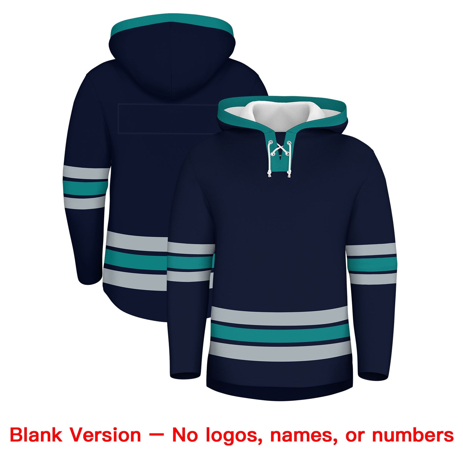 Custom Hockey Hoodie Jersey Navy Teal Classic Style for Men&Youth