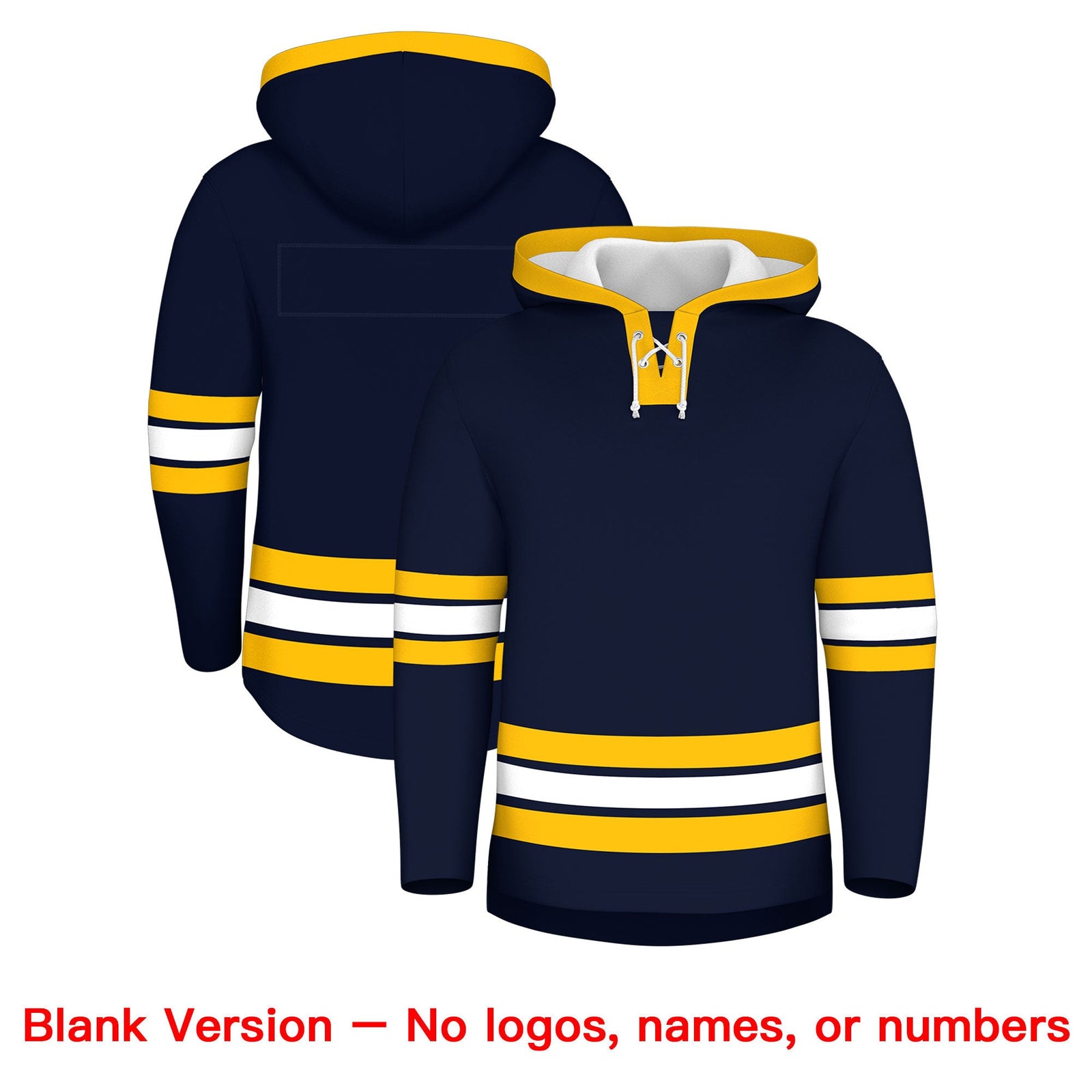 Custom Hockey Hoodie Jersey Navy White Classic Style Add Name,Number & Logo