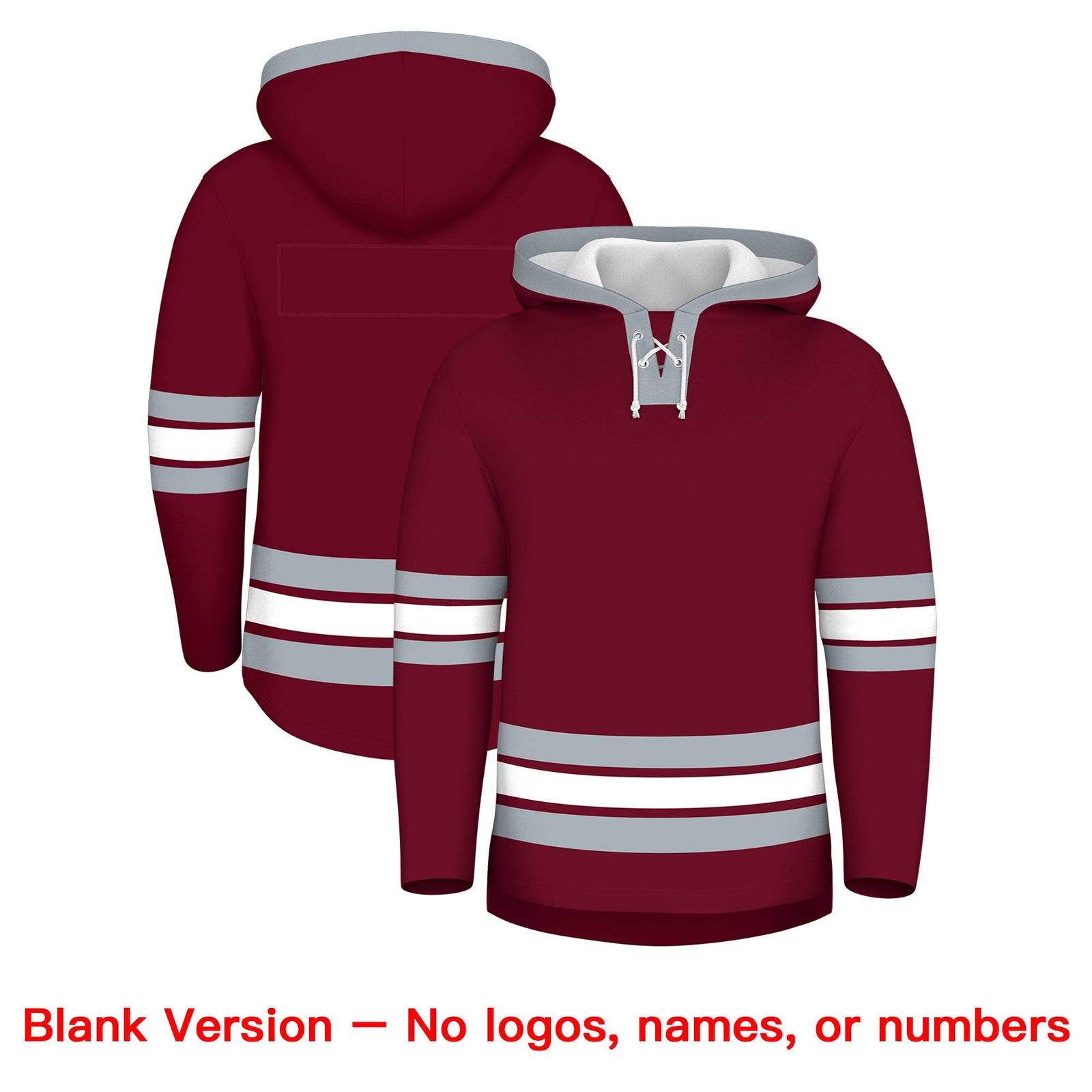 Custom Hockey Hoodie Jersey Crimson Silver Classic Style for Men&Youth