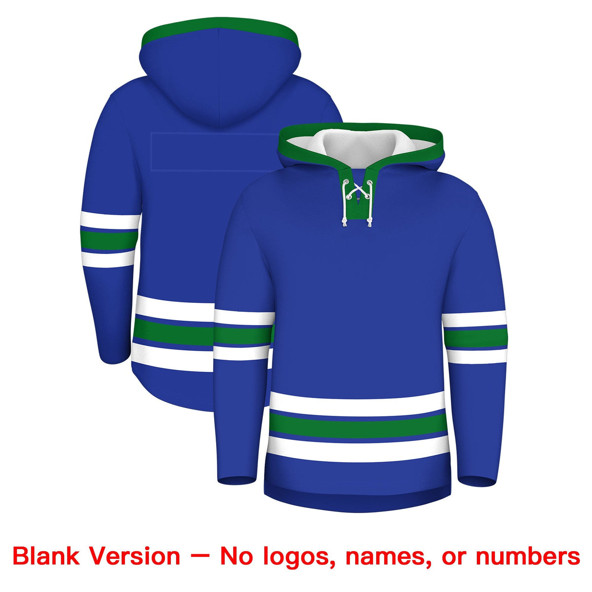 Custom Hockey Hoodie Jersey Royal Blue Kelly Green Classic Style for Men&amp;Youth