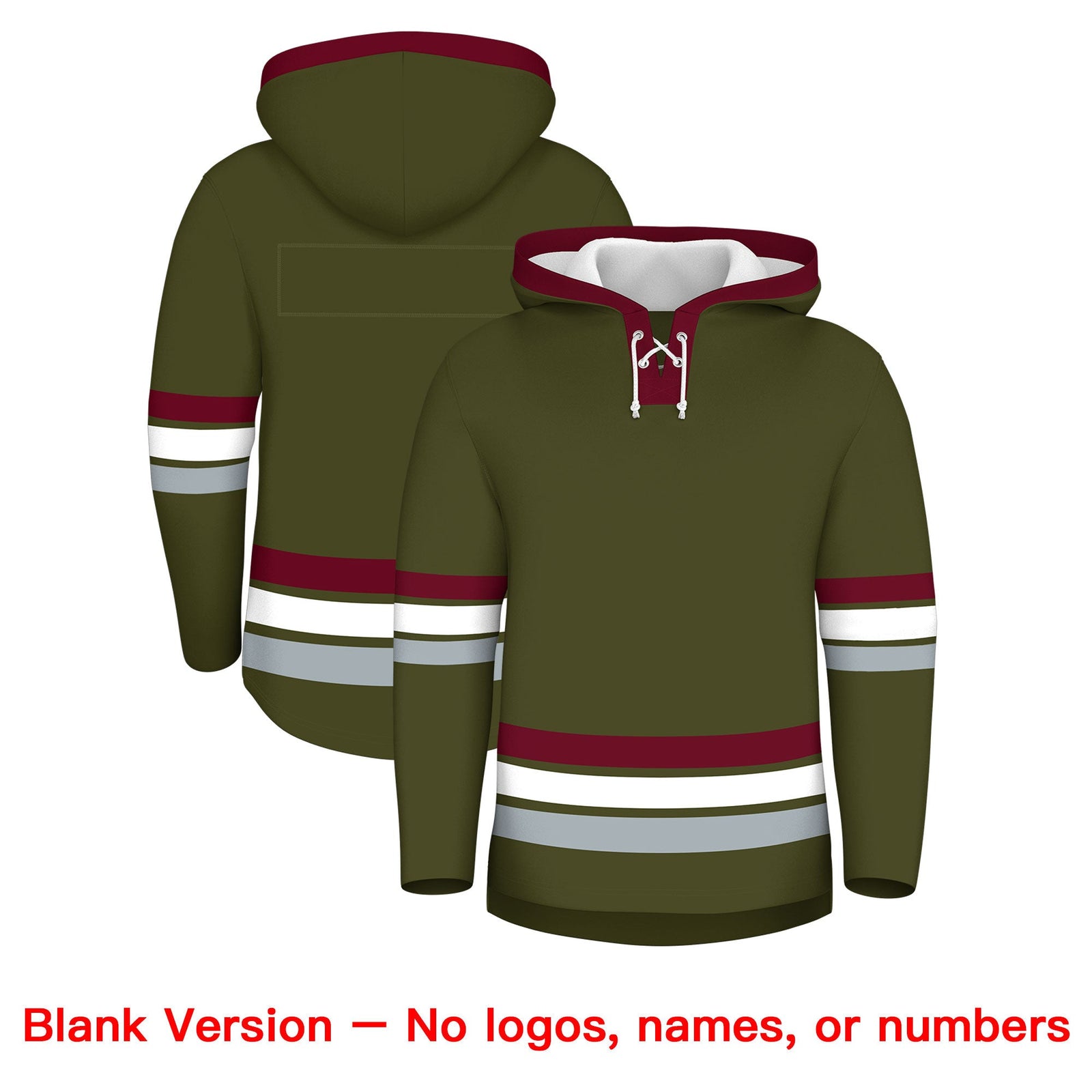 Custom Hockey Hoodie Jersey Olive Crimson Classic Style Add Name,Number & Logo