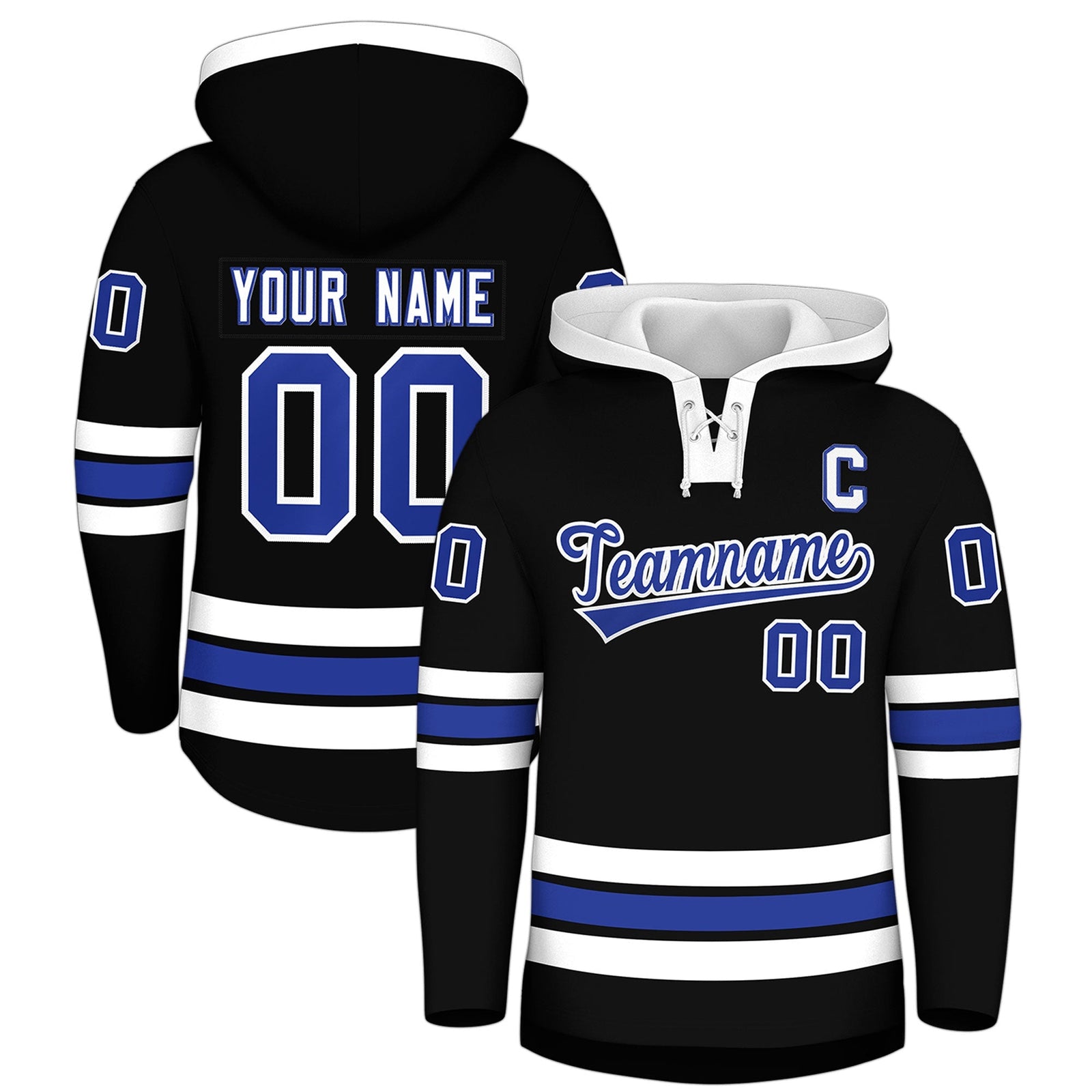 Custom Hockey Hoodie Jersey Black White Classic Style for Men&Youth