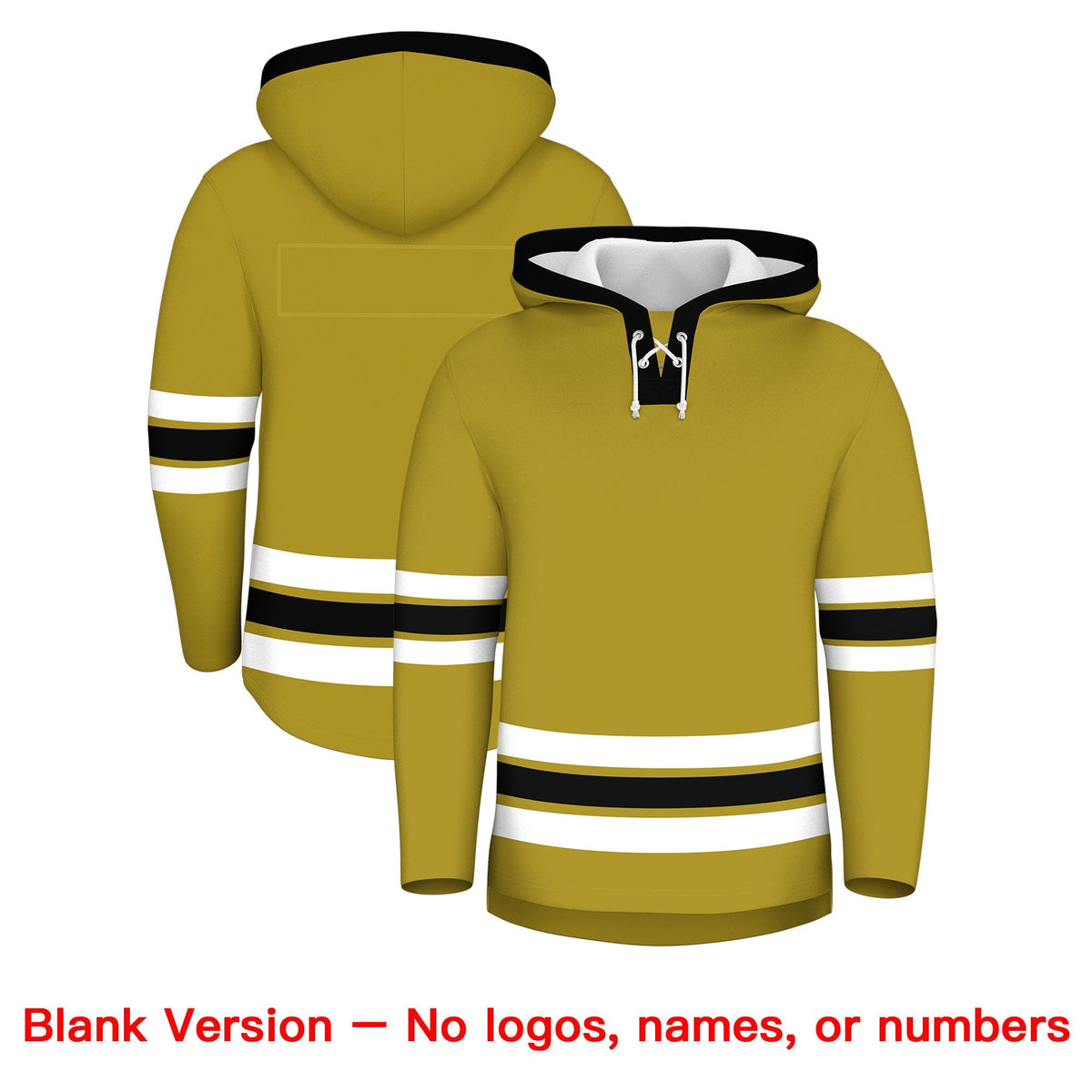 Custom Hockey Hoodie Jersey Old Gold Black Classic Style for Men&amp;Youth