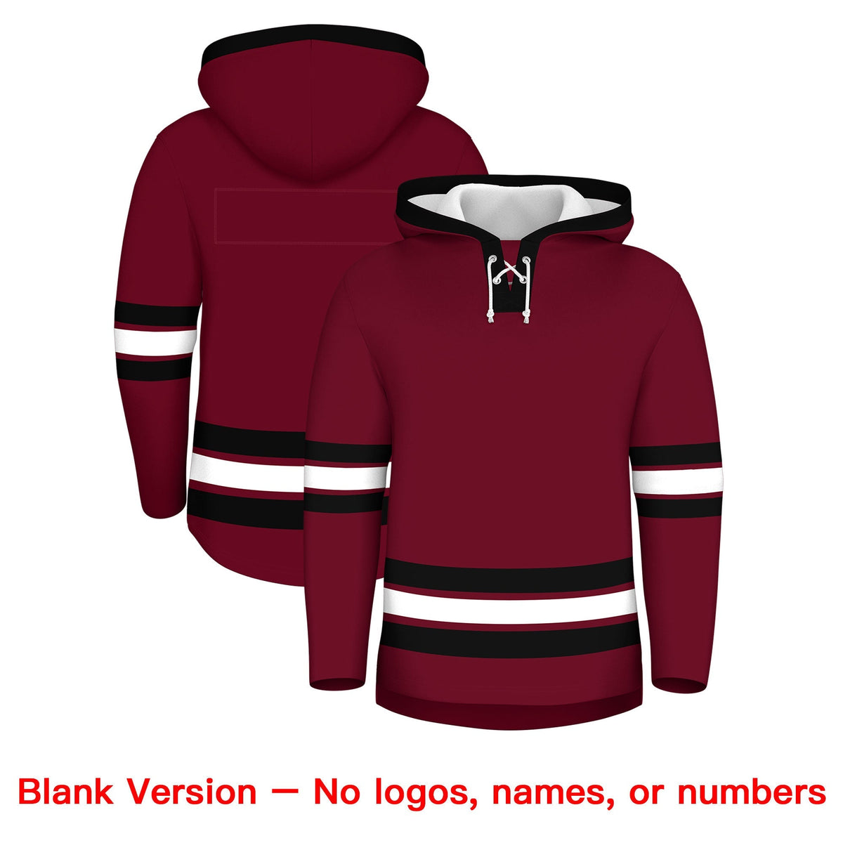 Custom Hockey Hoodie Jersey Crimson Black Classic Style Add Name,Number &amp; Logo