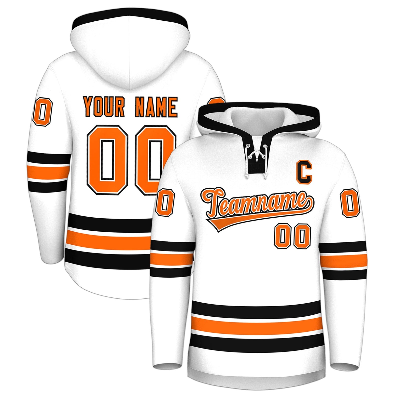 Custom Hockey Hoodie Jersey White Black Classic Style for Men&Youth