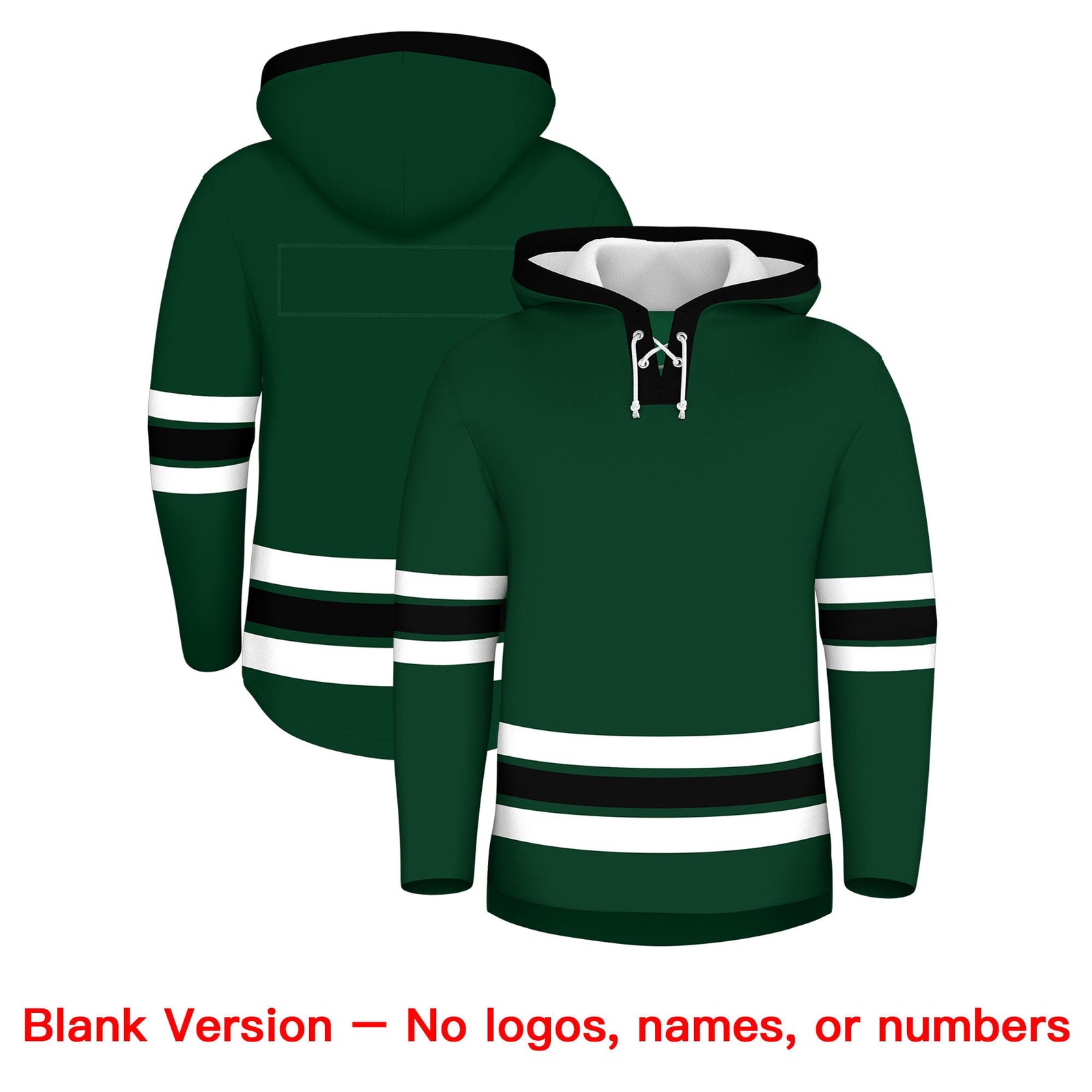 Custom Hockey Hoodie Jersey Dark Green Black Classic Style for Men&Youth