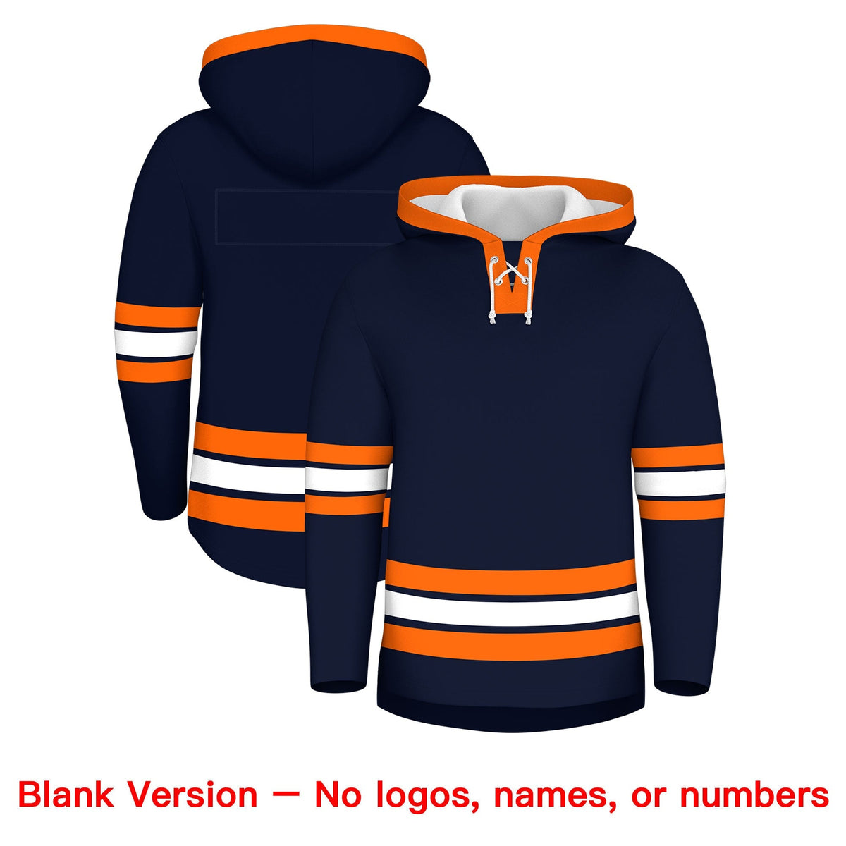 Custom Hockey Hoodie Jersey Navy Orange Classic Style for Men&amp;Youth