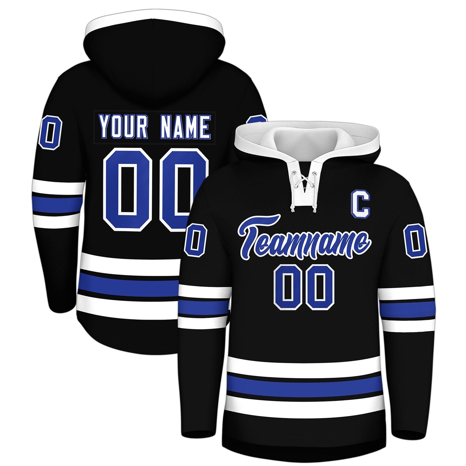Custom Hockey Hoodie Jersey Black White Classic Style for Men&Youth