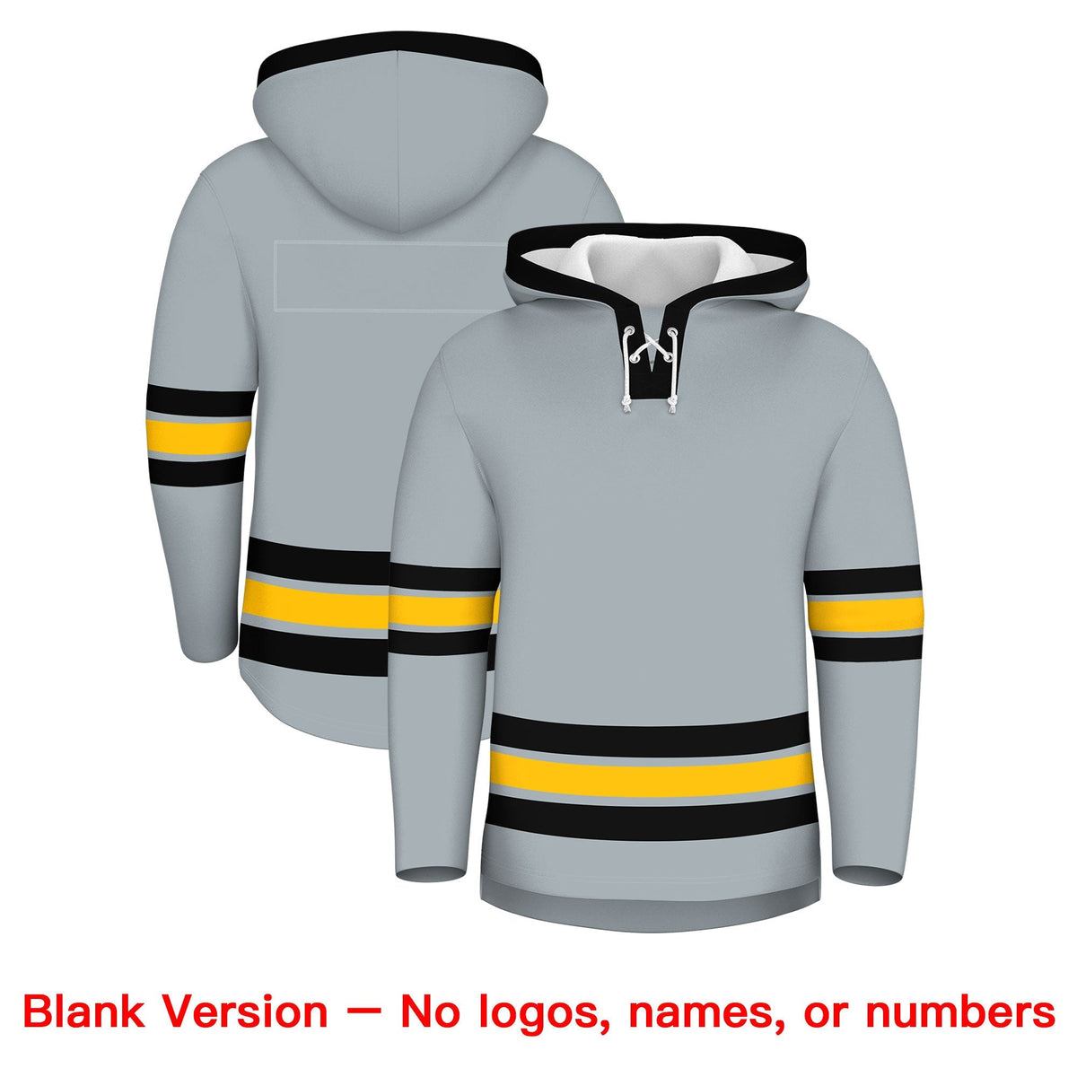 Custom Hockey Hoodie Jersey Silver Black Classic Style for Men&amp;Youth