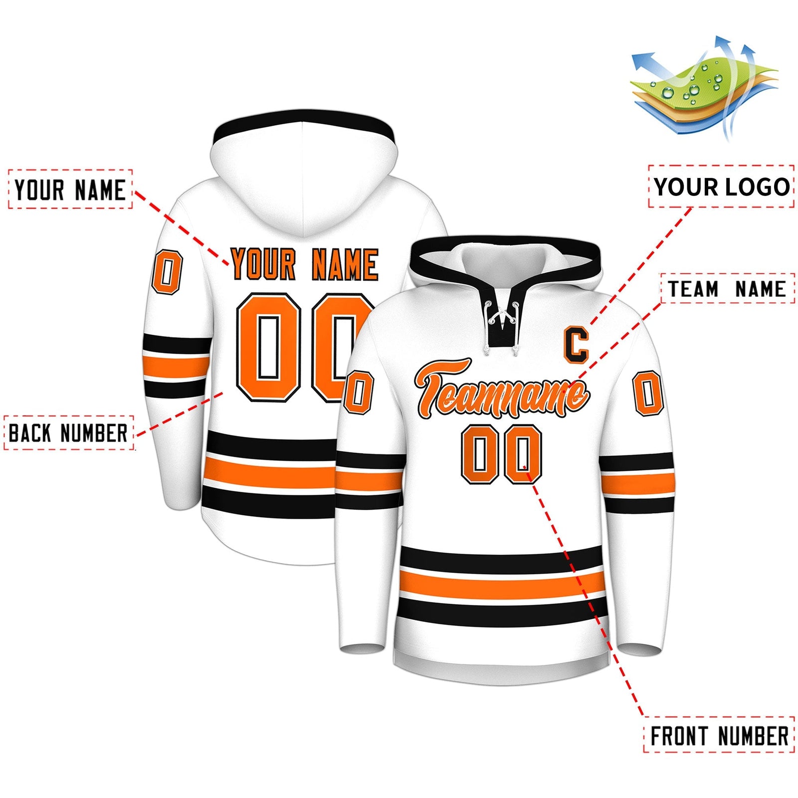 Custom Hockey Hoodie Jersey White Black Classic Style for Men&Youth
