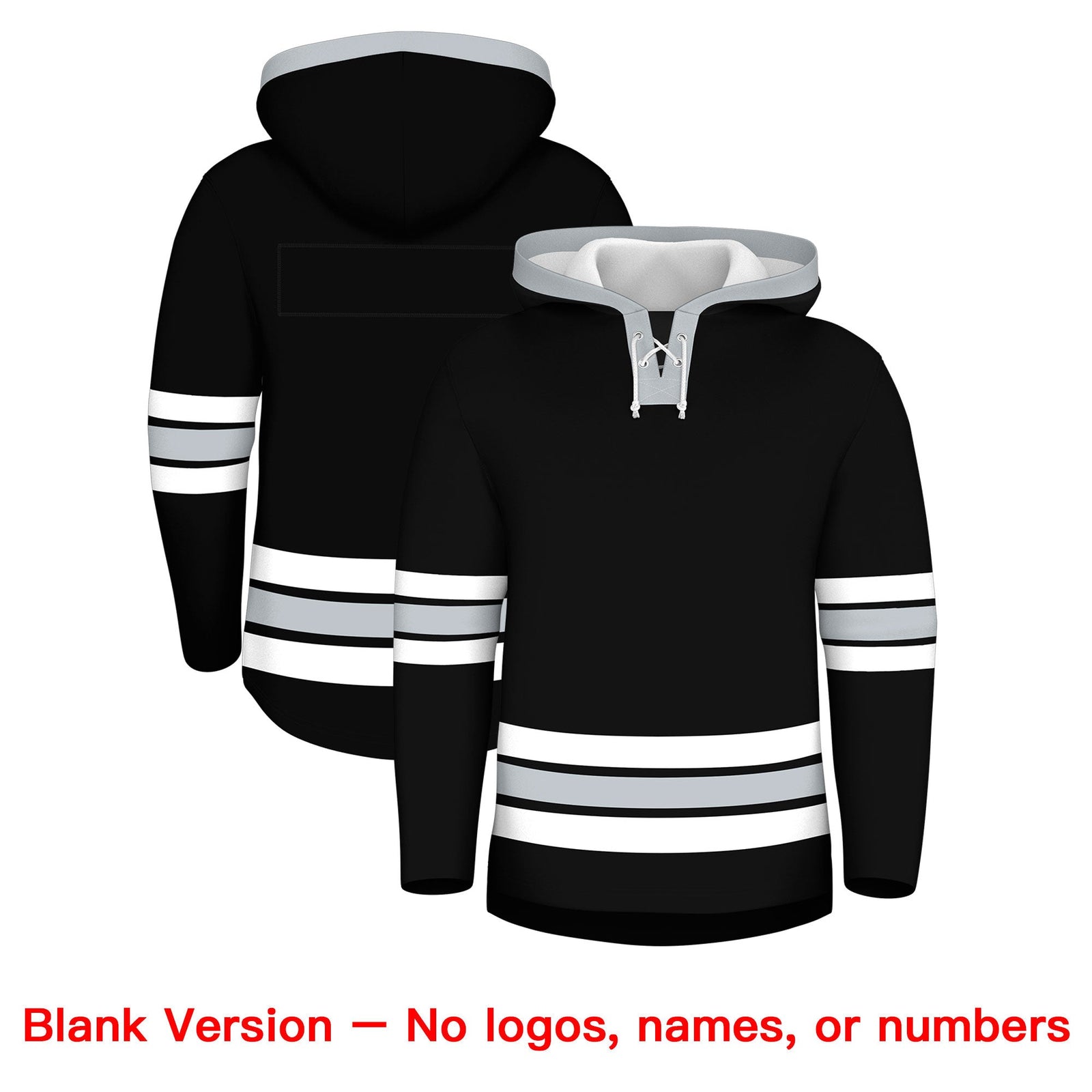Custom Hockey Hoodie Jersey Black Silver Classic Style for Men&Youth