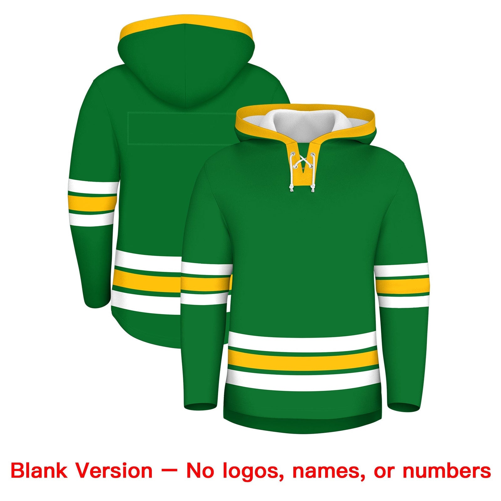Custom Hockey Hoodie Jersey Kelly Green Gold Classic Style for Men&Youth