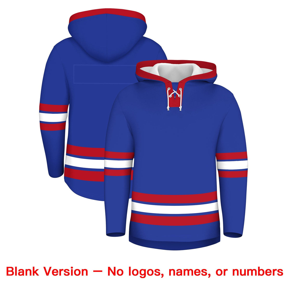 Custom Hockey Hoodie Jersey Royal Blue Red Classic Style Add Name,Number &amp; Logo