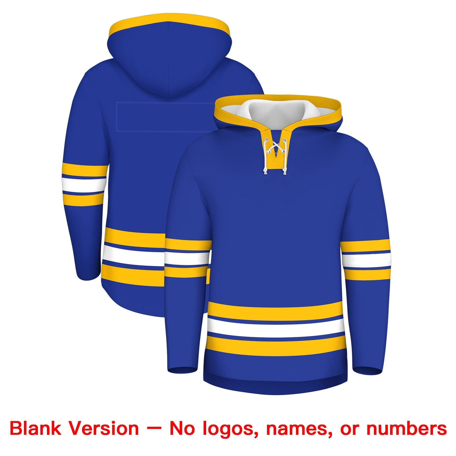 Custom Hockey Hoodie Jersey Royal Blue Gold Classic Style for Men&Youth