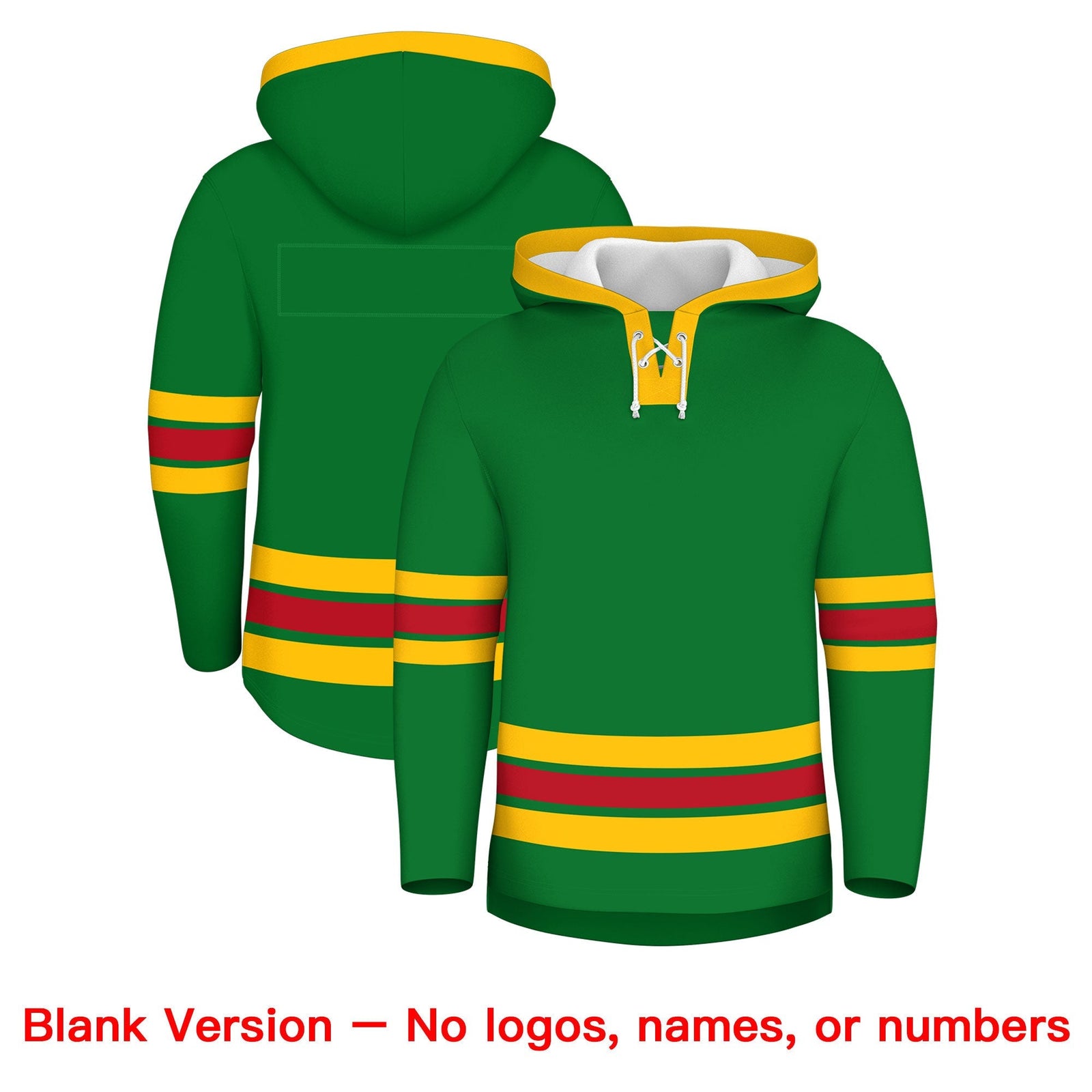 Custom Hockey Hoodie Jersey Kelly Green Red Classic Style Add Name,Number & Logo