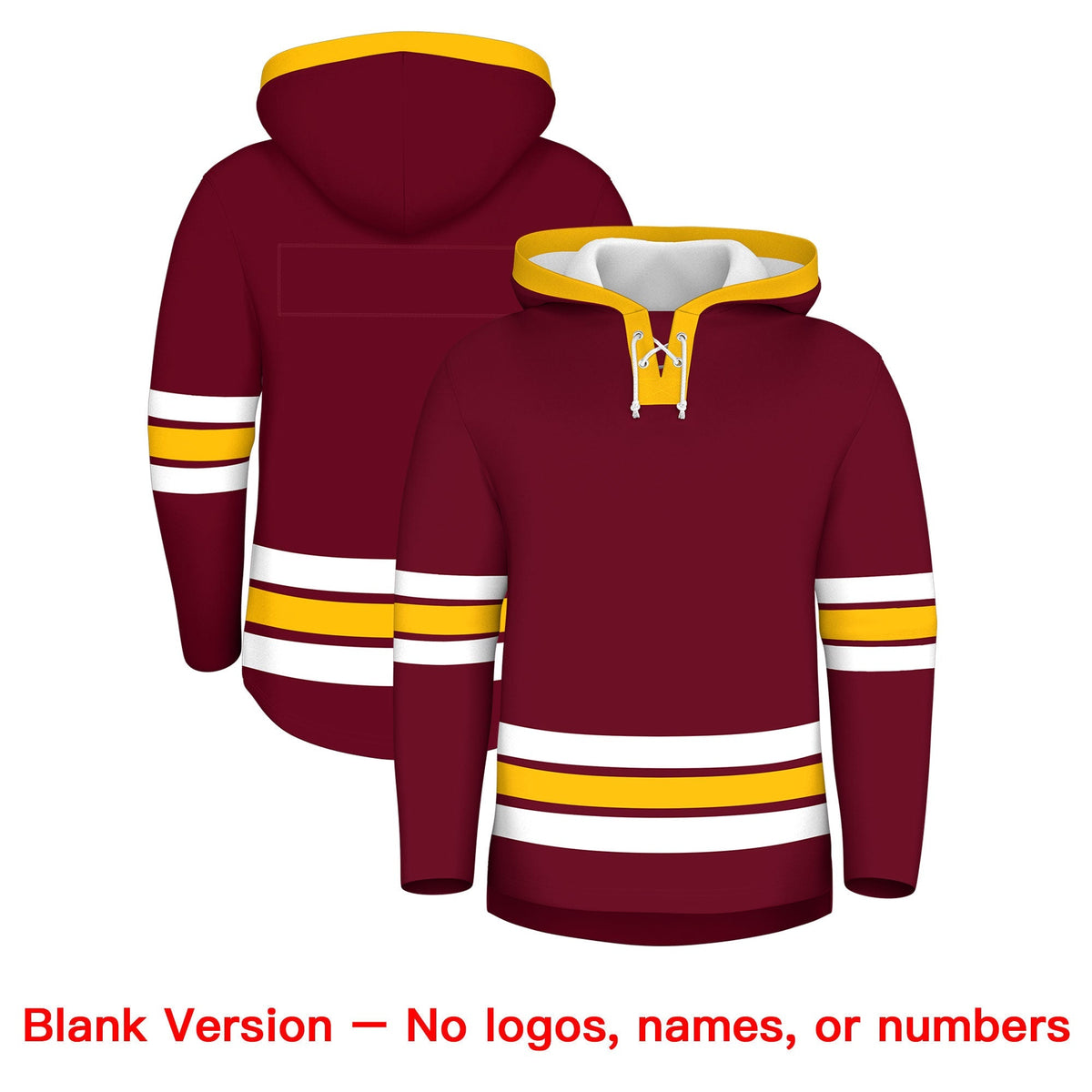 Custom Hockey Hoodie Jersey Crimson Gold Classic Style Add Name,Number &amp; Logo