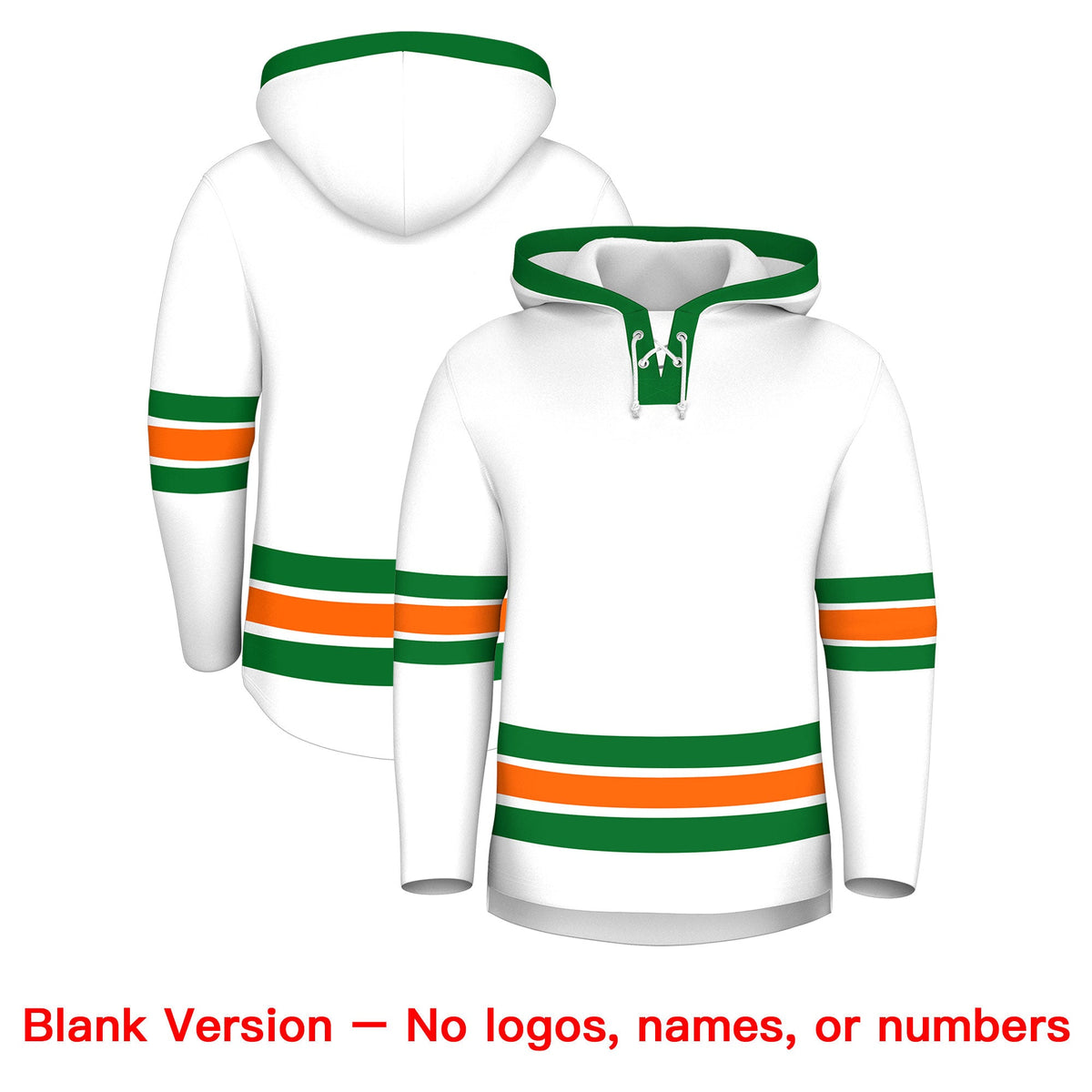 Custom Hockey Hoodie Jersey White Kelly Green Classic Style for Men&amp;Youth
