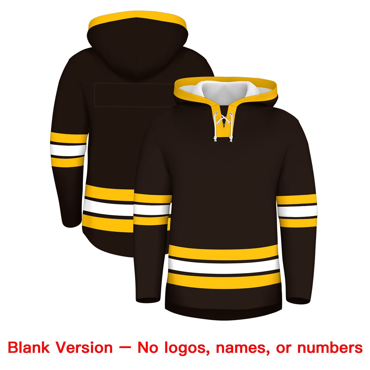 Custom Hockey Hoodie Jersey Brown Gold Classic Style Add Name,Number &amp; Logo